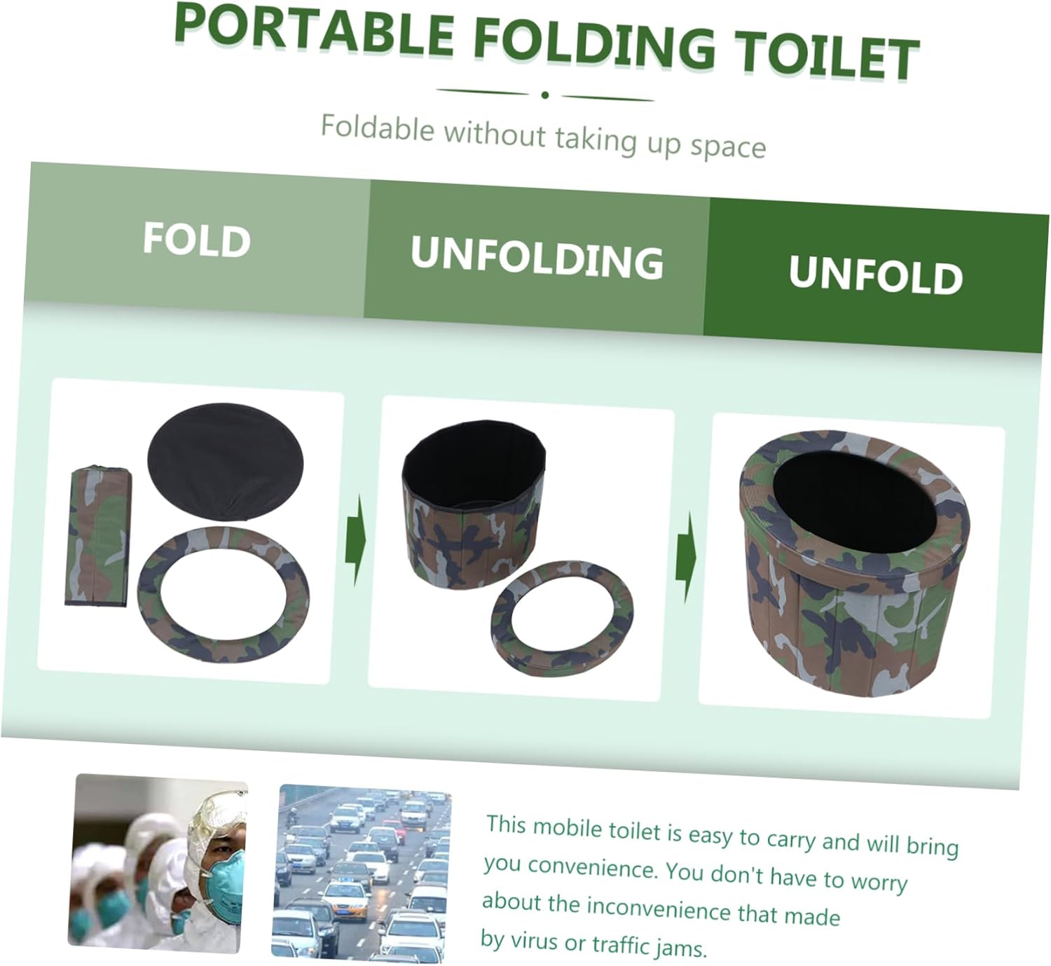 POPETPOP Portable Folding Toilet for Adults Compact Outdoor Travel Potty Lightweight Durable Eco-Friendly Design Easy to Carry and Store for Camping Road Trips and Emergencies