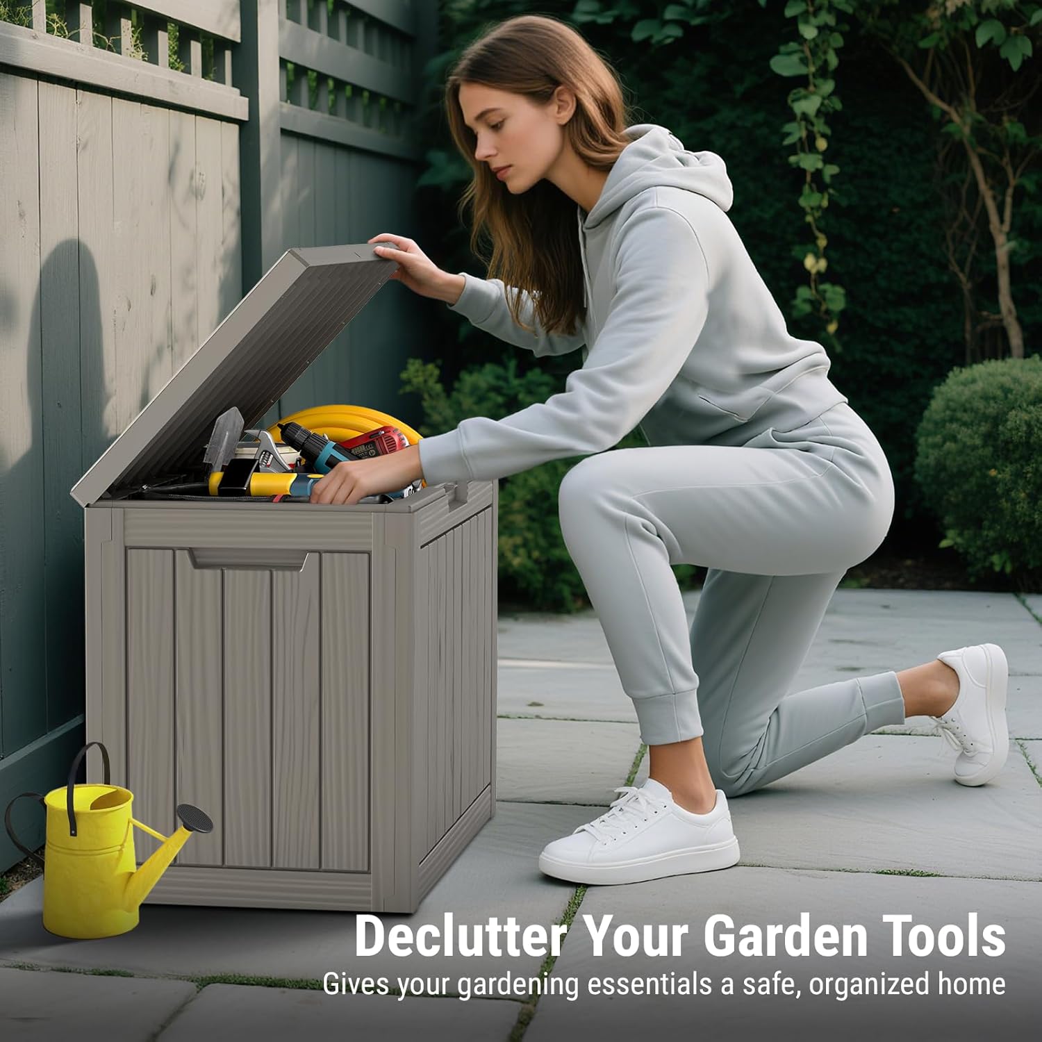 Mars Villa 45 Gallon Outdoor Storage Box, Resin Deck Box Waterproof, Storage Chest for Outside Patio Furniture Cushions, Pool Supplies, Garden Tools, UV Resistant and Weatherproof, Greige - Image 3