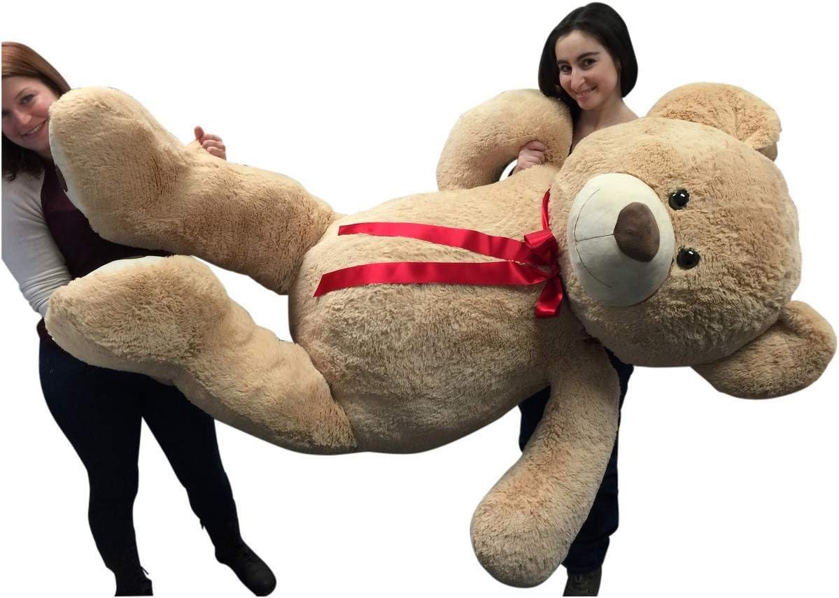 Free Shipping Over $50 Giant Teddy Bear with Red Satin Neck Ribbon - Huge 6-Foot Extra-Soft Jumbo Plush Teddybear - Gigantic Stuffed Animal - Oso de Peluche - Cute Oversized Plushie - Jumbo Bear to Show You Care - Big Plush Lowest Price Giant Teddy Bear with Red Satin Neck Ribbon - Huge 6-Foot Extra-Soft Jumbo Plush Teddybear - Gigantic Stuffed Animal - Oso de Peluche - Cute Oversized Plushie - Jumbo Bear to Show You Care - Big Plush