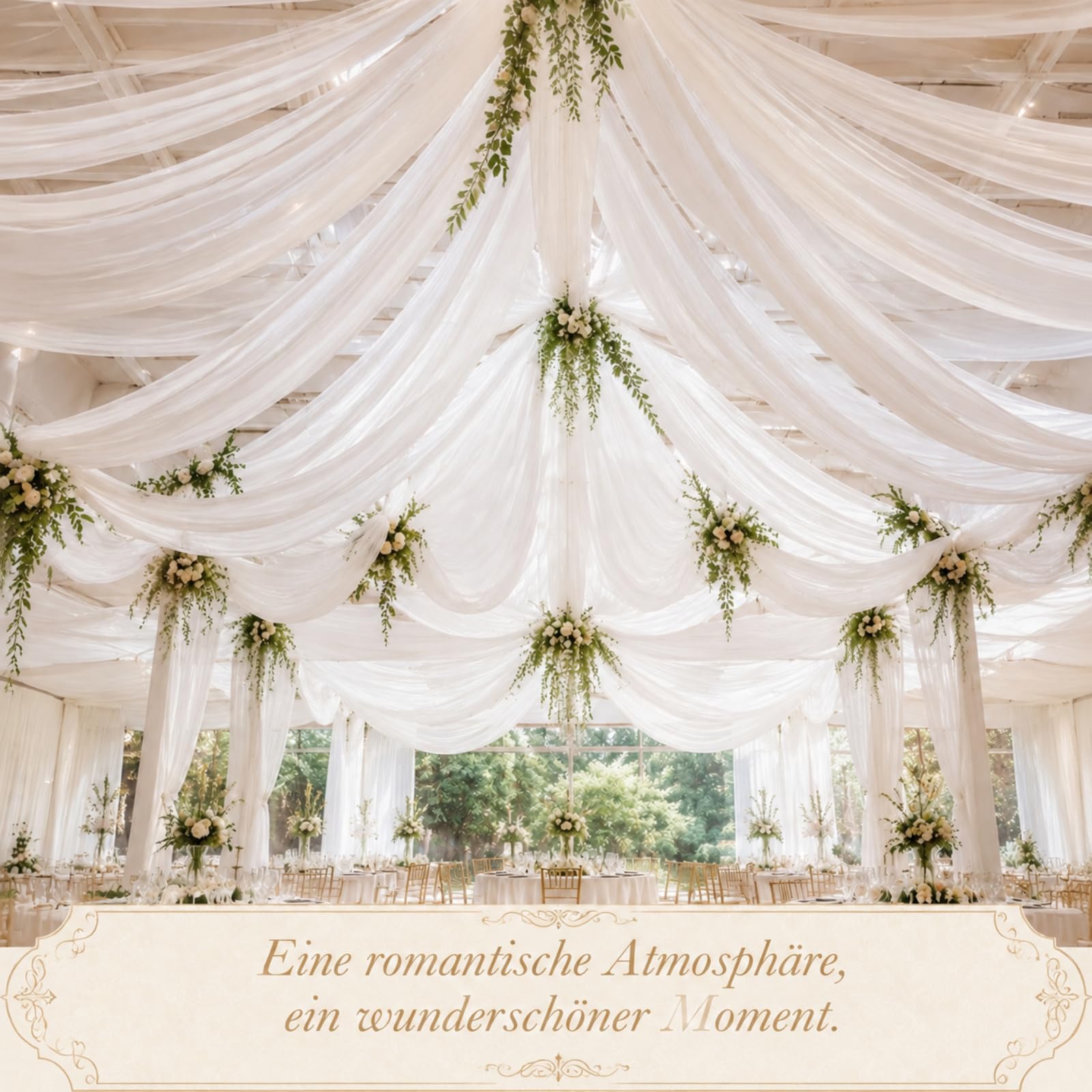 Namalu 6 Arche Tenture Mariage 75 x 500 cm Rideau en Tulle Blanc Voilage Blanc Drapé en Organza Rideau de Gaze pour Décoration de Mariage Cantonnière Décorative Cérémonie Fête Toile de Fond