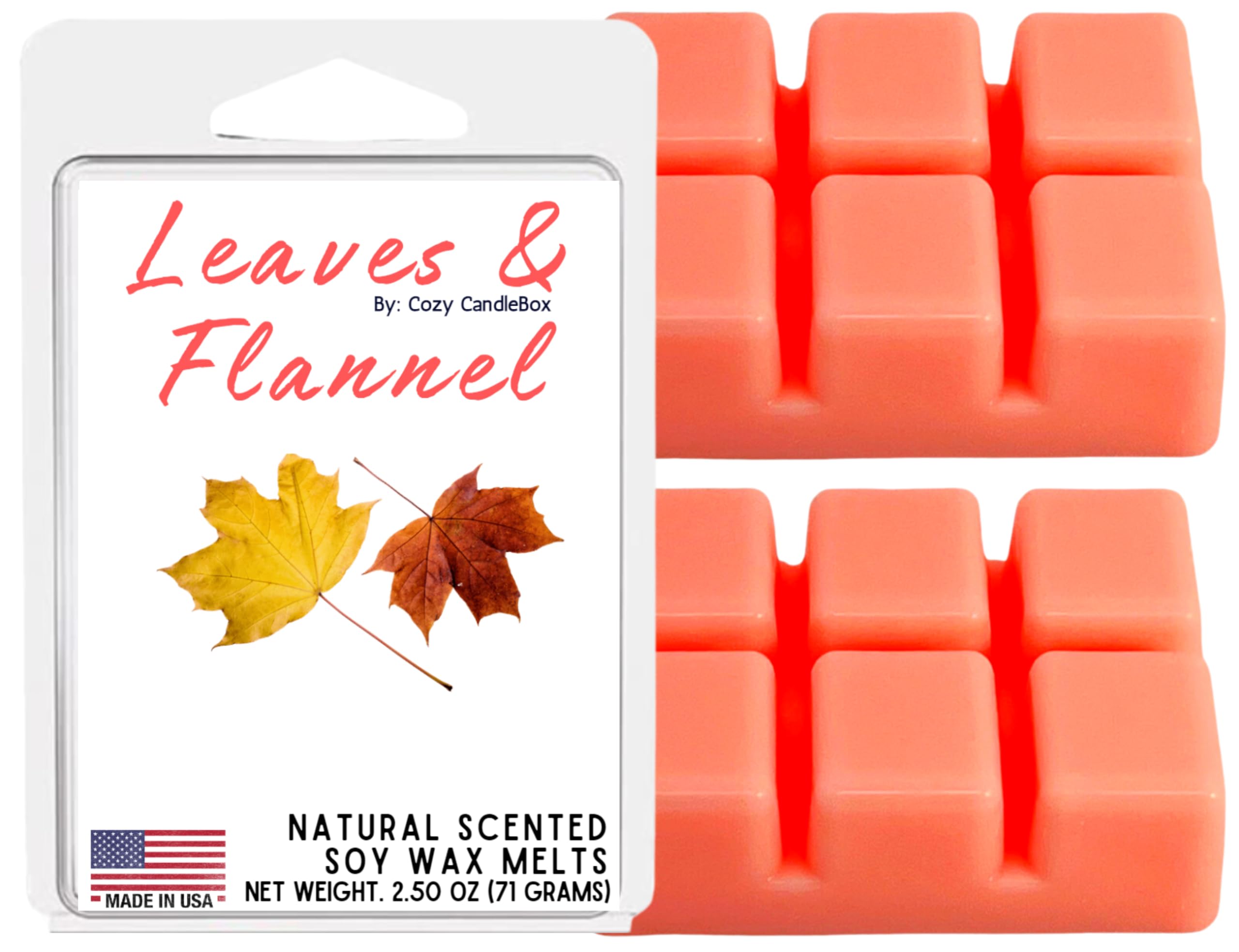Soy Wax Melts | Made in USA | Plant-Based Soy Wax | Cozy Autumn Flannel Natural Scented Soy Wax Cubes | 2 Packs | 5 oz Net Weight | Wax Melts for Wax Warmer by Cozy CandleBox