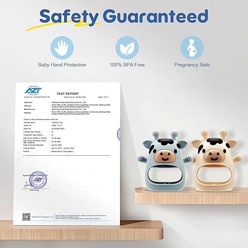 Miniatura 3 de TOHIBEE Paquete de 2 juguetes de dentición para bebés de 0-6 6-12 meses, guantes de dentición de vaca ajustables de silicona de grado alimenticio,