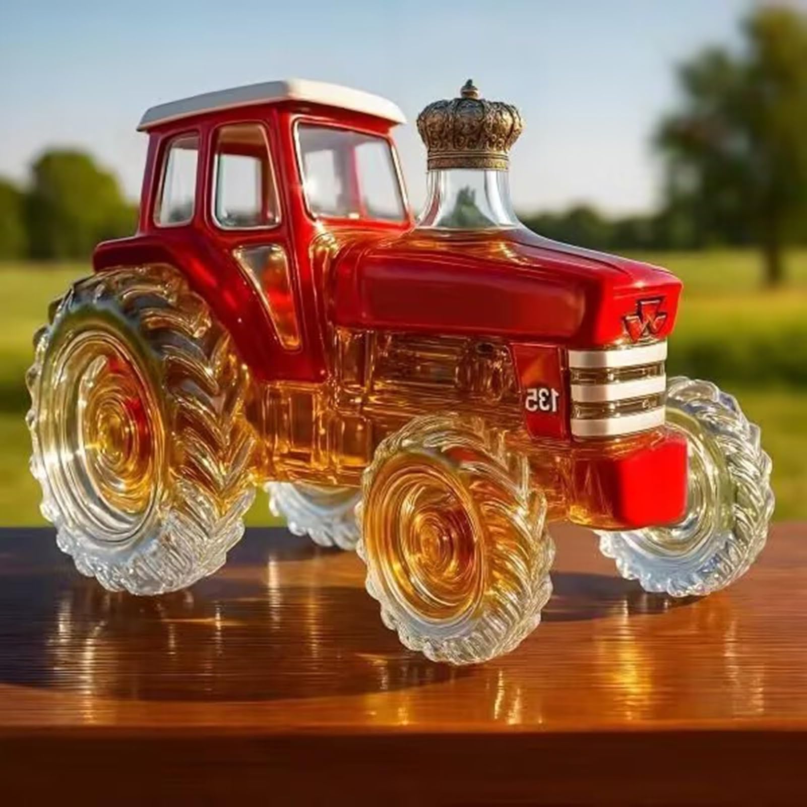 300ML Car Shaped Whiskey Decanter - Art Statue, Tractor Whiskey Bottle, Creative Leak-proof Empty Wine Bottle Dispenser(Red)