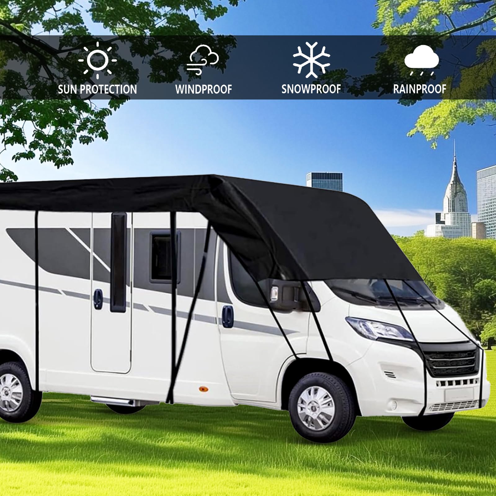 Telone Protettivo Per Roulotte e Camper - Impermeabile In Tessuto Oxford 210d 7,5x3m/24,6x9,84ft