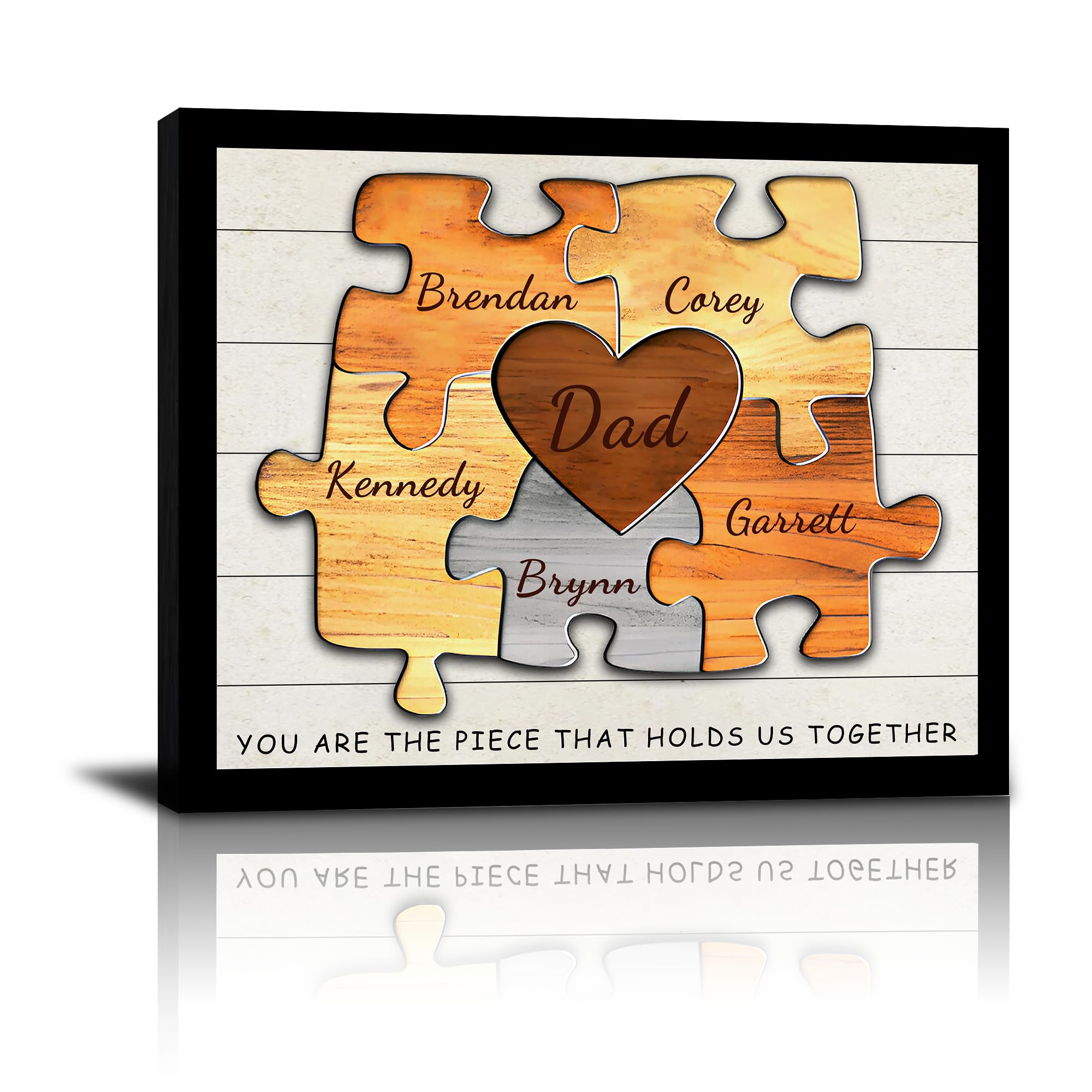 HVFIOM Personalised Father's Day Canvas Prints Gifts with Your Kid's Names, Custom Fathers Day Gift for Dad Daddy Grandpa Papa from Son Daughter Wife Grandson Granddaughter
