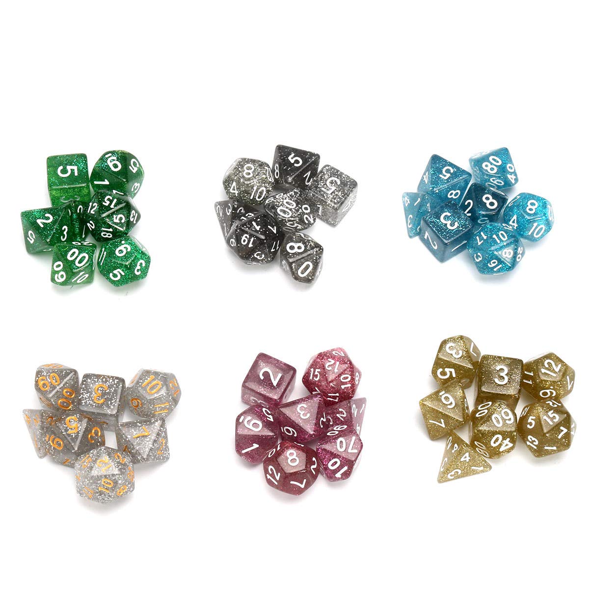 Lot de 42 dés polyédriques D20 D12 D10 D8 D6 D4 avec pochette en velours
