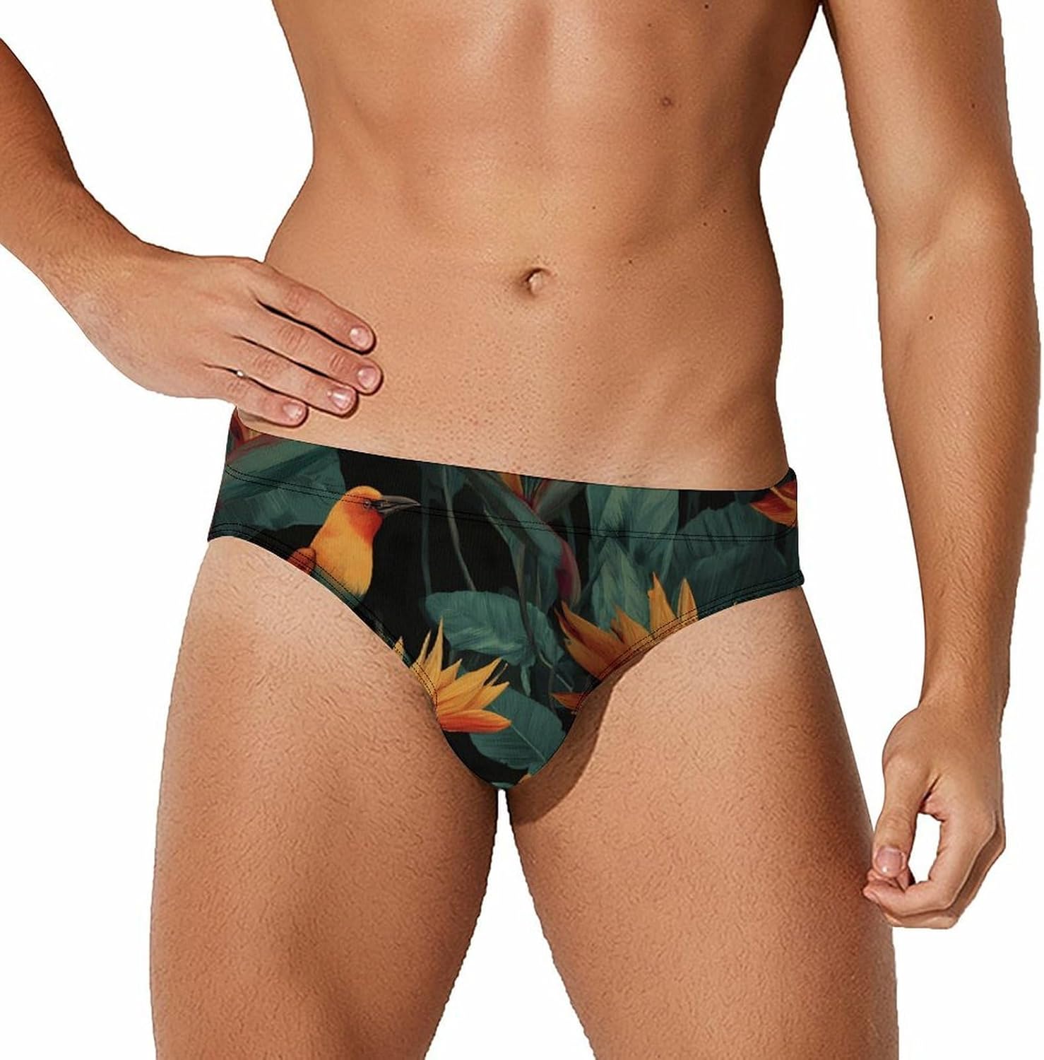 Bird Strelitzia Reginae Flower Men's Swimwear Bikini Swimming Briefs Stretchy Swimsuits Board Surf Shorts Trunks