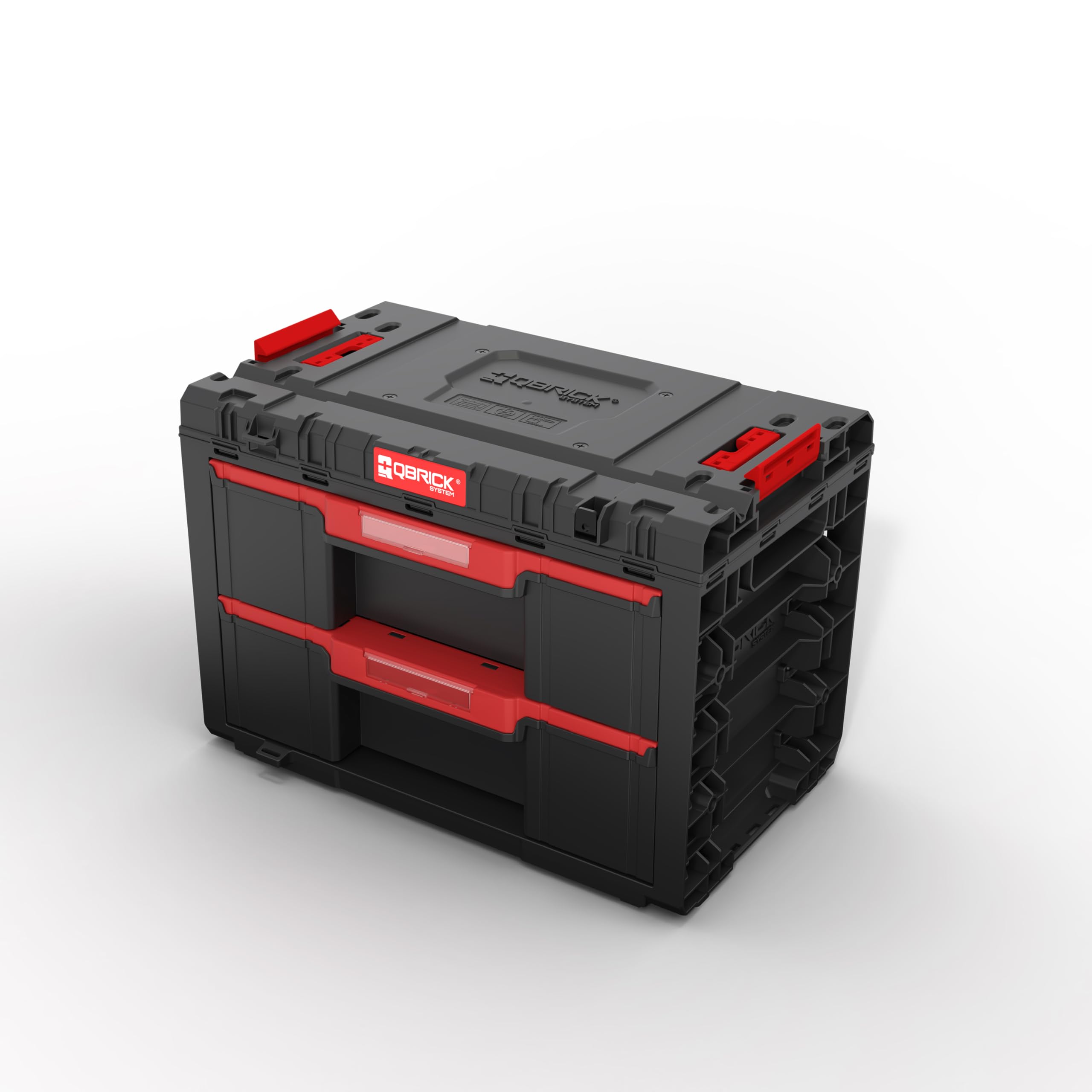 Qbrick System Cassetta Porta Attrezzi Vuota - 2 Scomparti - Valigetta Attrezzi - 542 x 335 x 369 mm Nero
