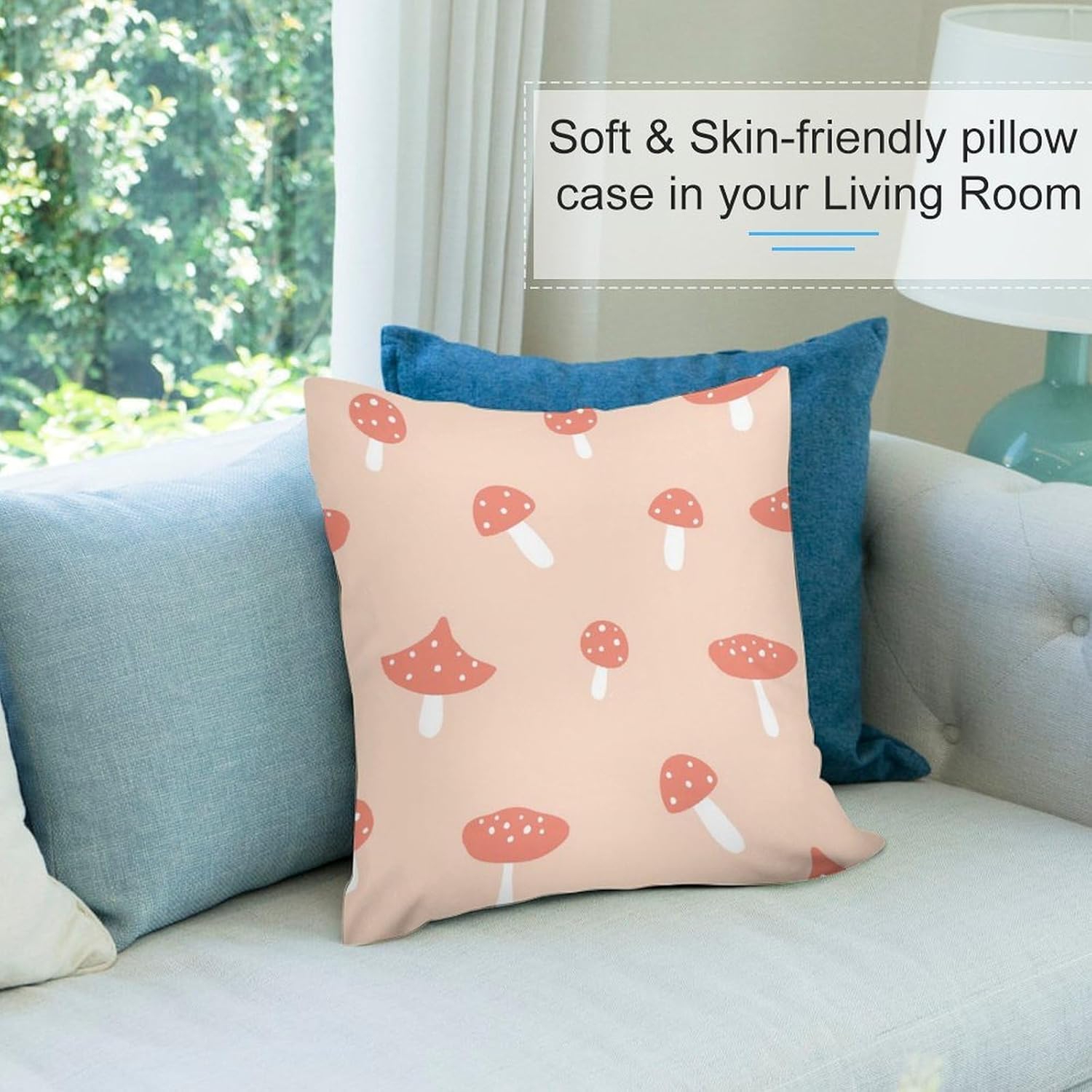 Pink Mushroom Super Soft, Smooth and Comfortable Pillow Cover, Four Pillowcases 24 "x24