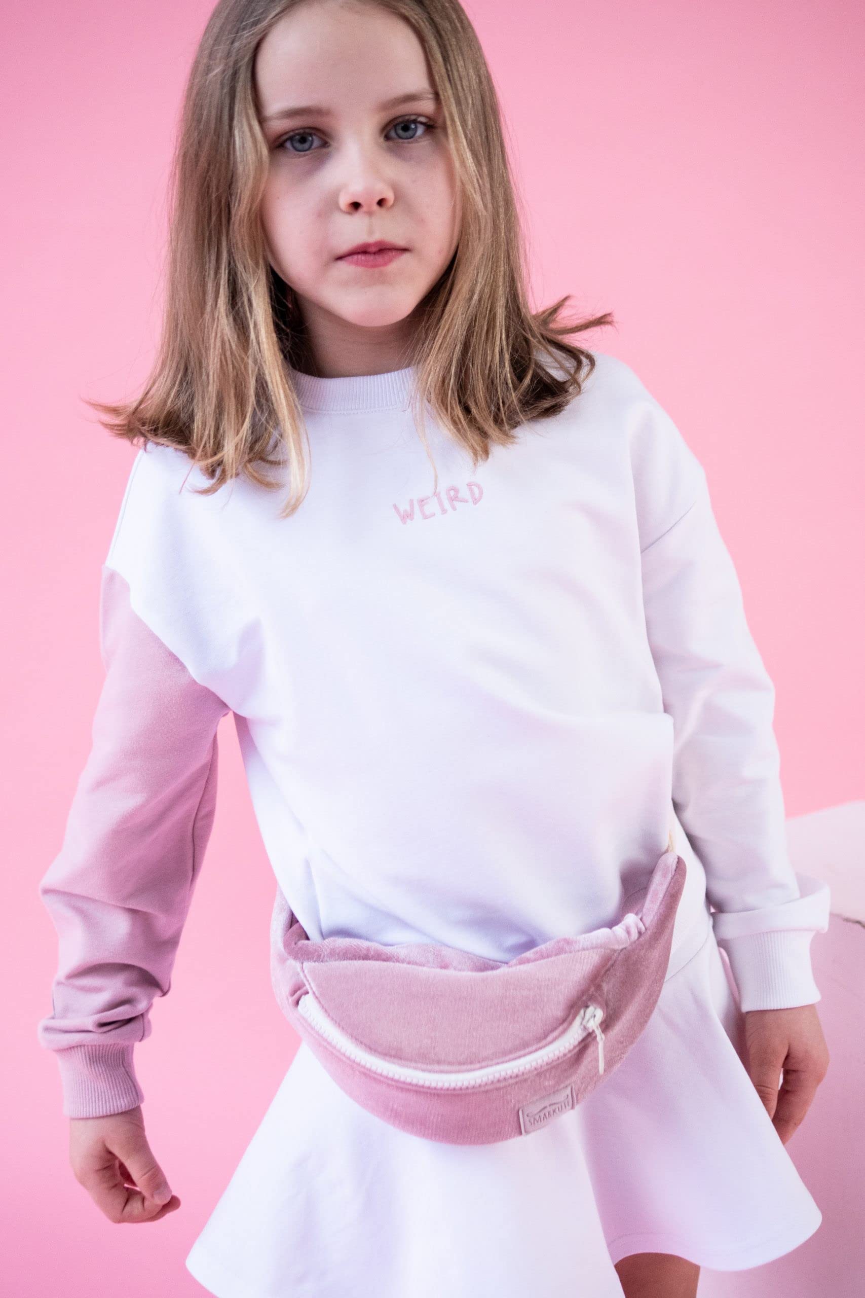 Smart&Cute Chándal Weirdo hecho a mano, material orgánico, perfecto para la escuela o al aire libre. Traje de track para niñas. Cómodo al aire libre/interior.