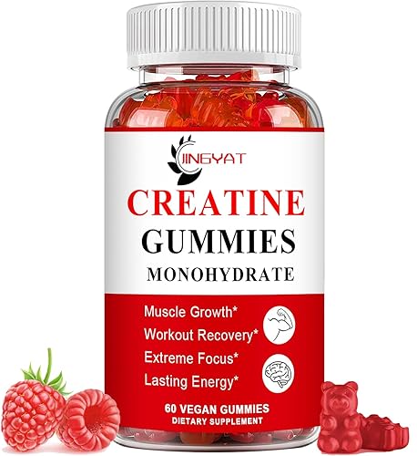 Paquete de 2 gomitas de monohidrato de creatina sin azúcar, creatina masticable para desarrollar músculo, aumentar la concentración, la fuerza, la