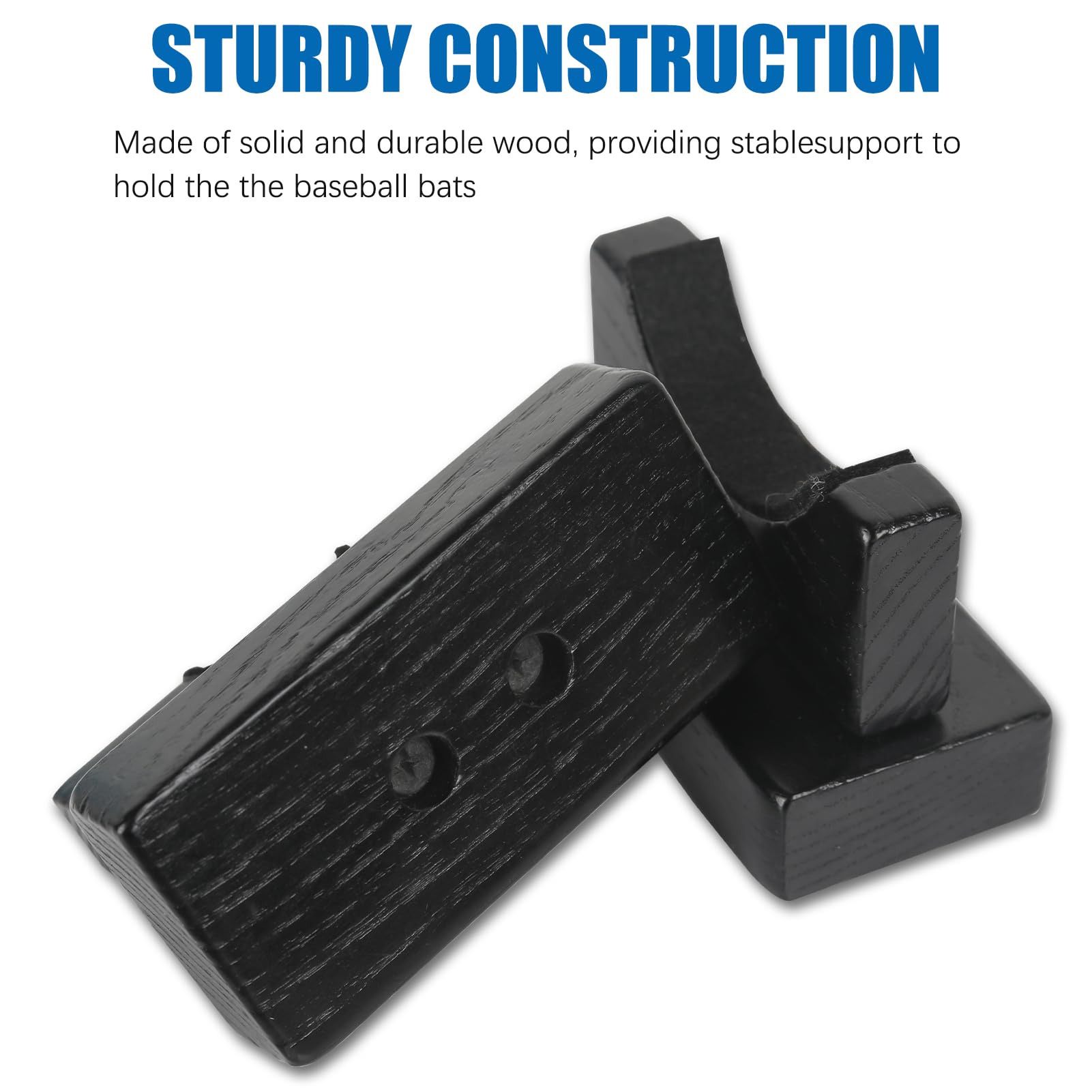 Espositore per mazze da baseball, in legno, colore: nero