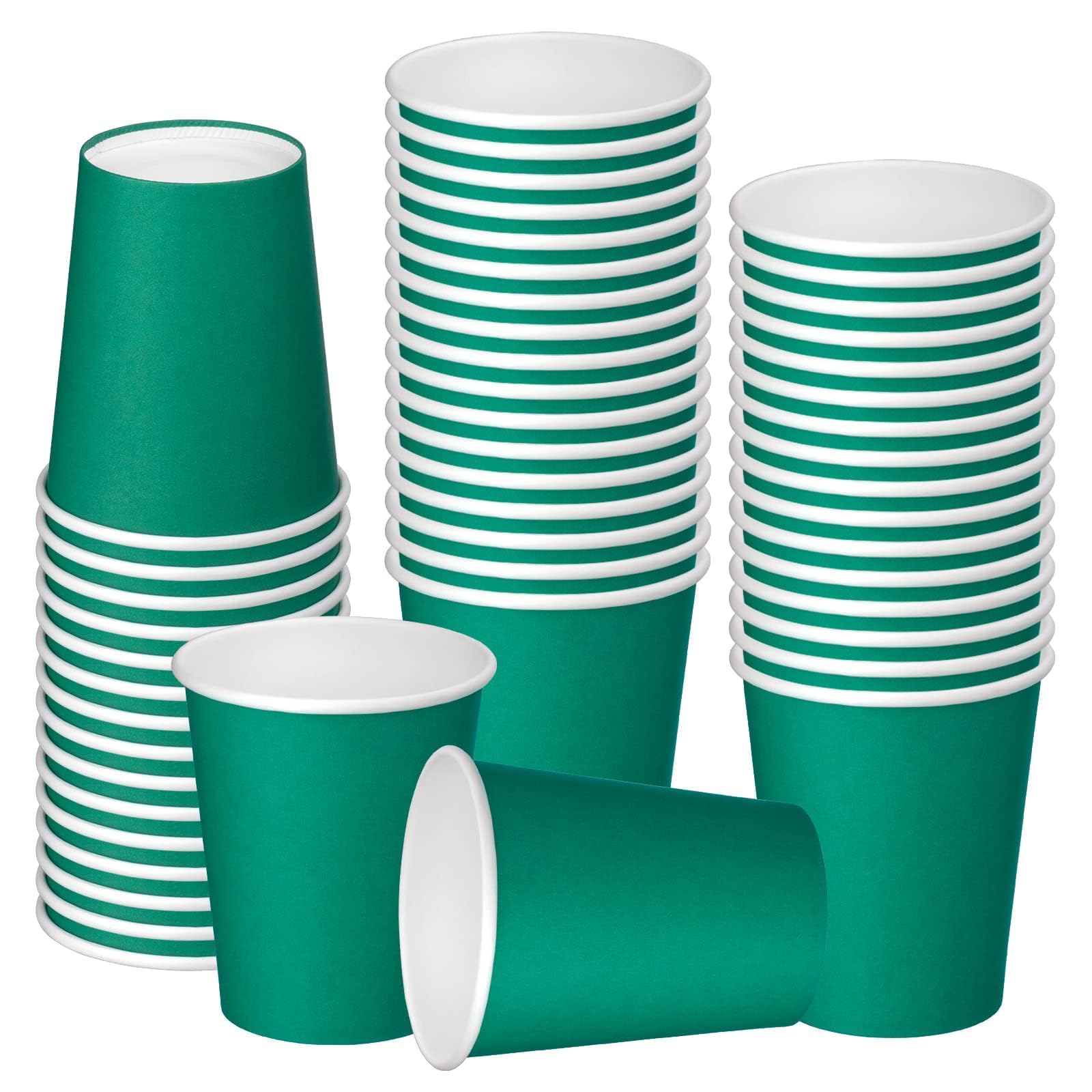 Nitlak 50 Pack 8 oz Green Disposable Paper Cups, Paper Coffee Cups, Paper Tea Cup, Party Cups, Hot/Cold Beverage Drinking Cup for Office, Party,