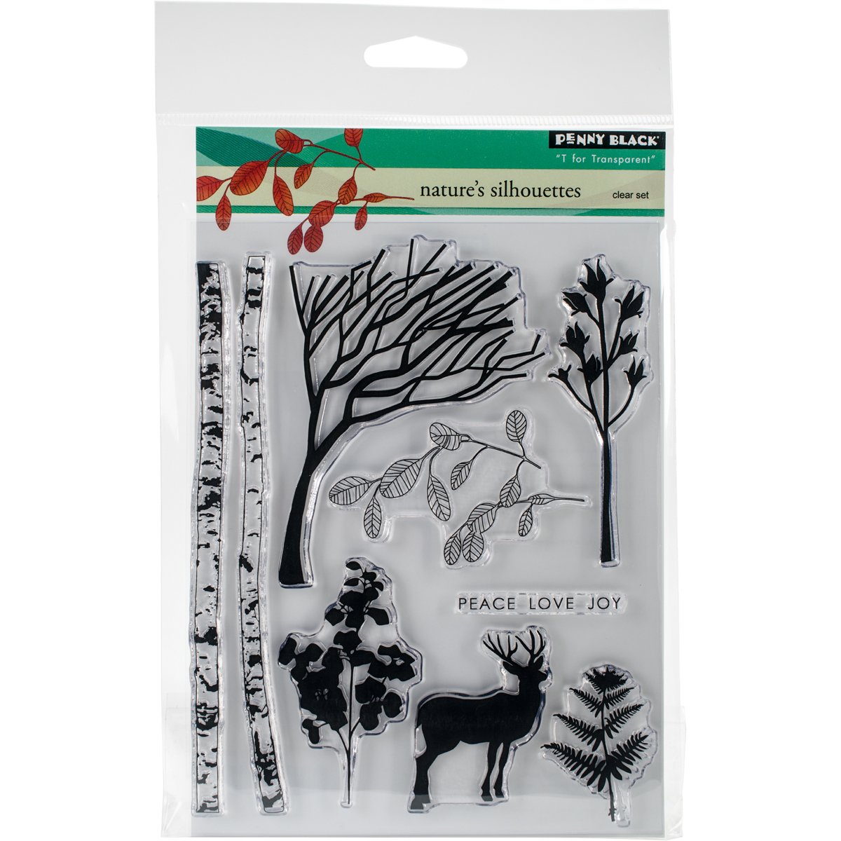 Tampons transparents Penny Noir, lot de planches multicolores 5x17,8 cm