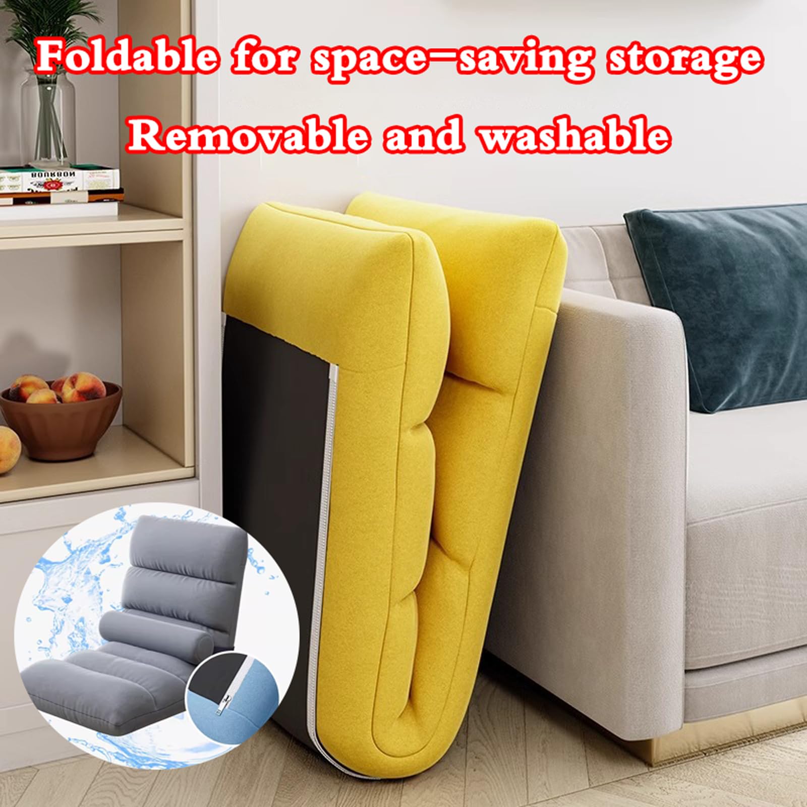 Silla de meditación plegable portátil, asiento de salón ajustable de 5 niveles, silla de suelo para sala de estar, balcón, relajación, diseño sin piernas, cómodo asiento de sol.