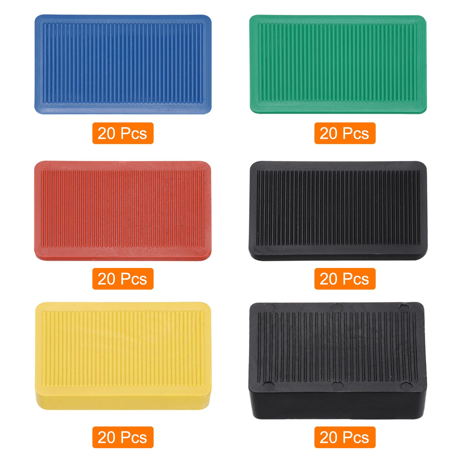 QUARKZMAN 120pcs Cuñas Plásticas Kit, 60x40x20/10/5/3,5/2,8/2mm Espaciadores de Plástico Cuñas para Azulejos Placas de Compensación Niveladores Flexibles para Ventanas Muebles Puerta