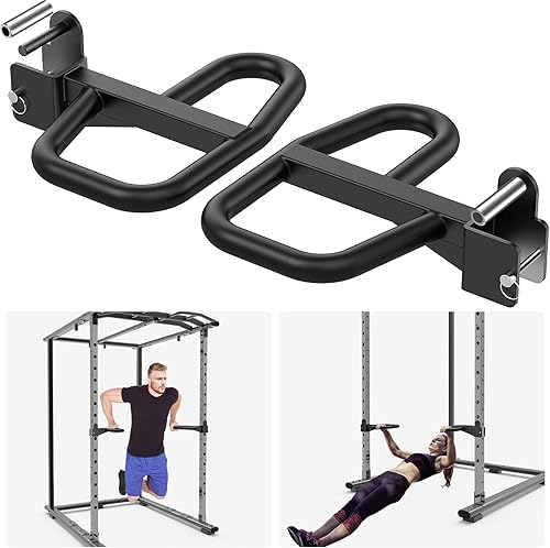 SELEWARE Multi Grip Dip Bar Attachment for Power Rack, Wide and Narrow Grip Handles Squat Rack Attachment for Strength Training, 500 lbs Capacity
