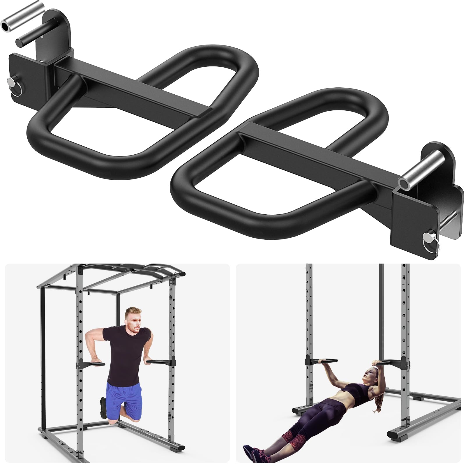 SELEWARE Multi Grip Dips Bar Extension per 2X 2 o 3 x 3 Pollici con Foro da 1 o 5/8 di Pollice Power Rack, Maniglie Larghe e Strette Squat Rack Extension per Bodybuilding