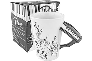 Piano Gifts for Music Lovers - Ceramic White and Black Piano Coffee Mug