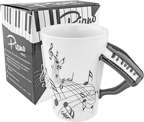 Fairly Odd Novelties FON-10216 - Taza de cerámica para músico de piano en blanco y negro, talla única, color blanco y negro