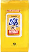 Vista 10 de Wet Ones Toallitas multiusos para mascotas para perros, con aloe vera, antibacterianas, mata gérmenes, aroma tropical salpicadura, paquete de 3, 100