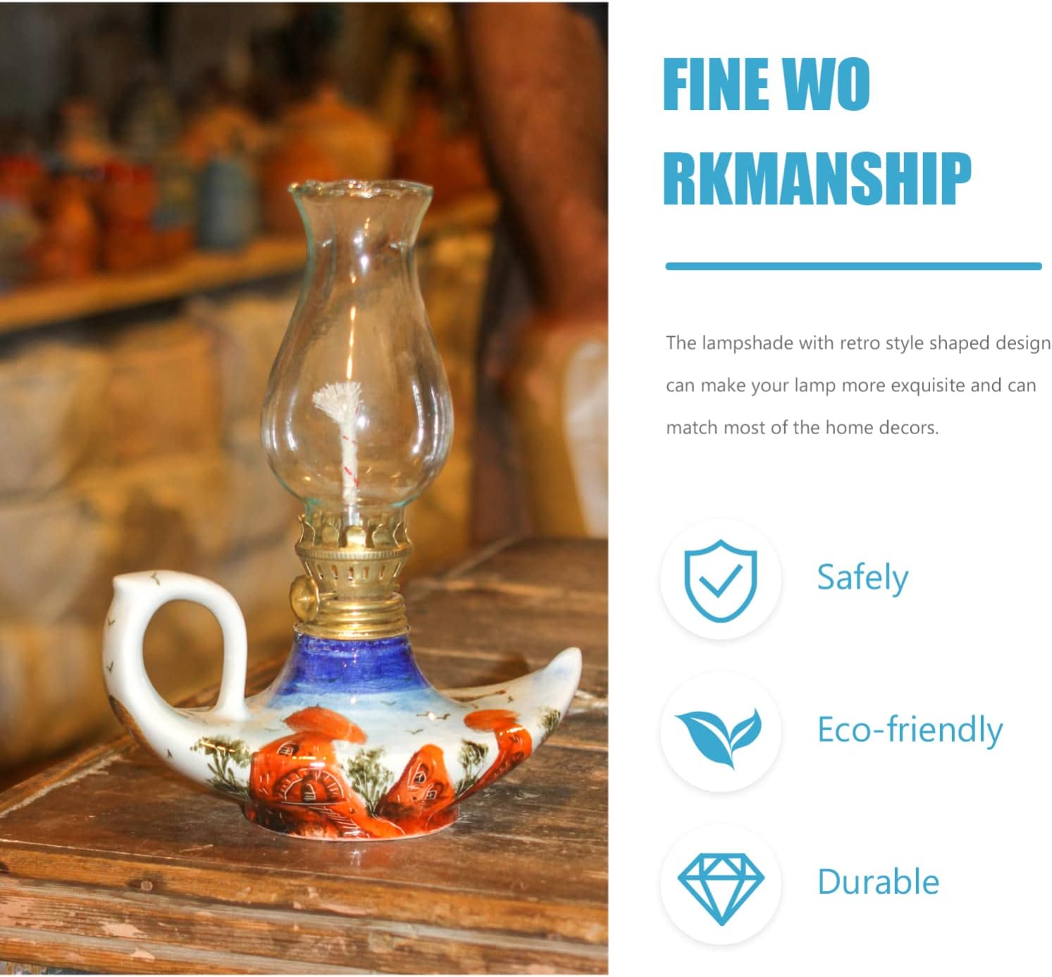 Kerosene Lamp，Kerosene Lampshade Pillar Candle Holders Yard Lights Outdoor Electric Outdoor Accessories Oil Lamp Wicks