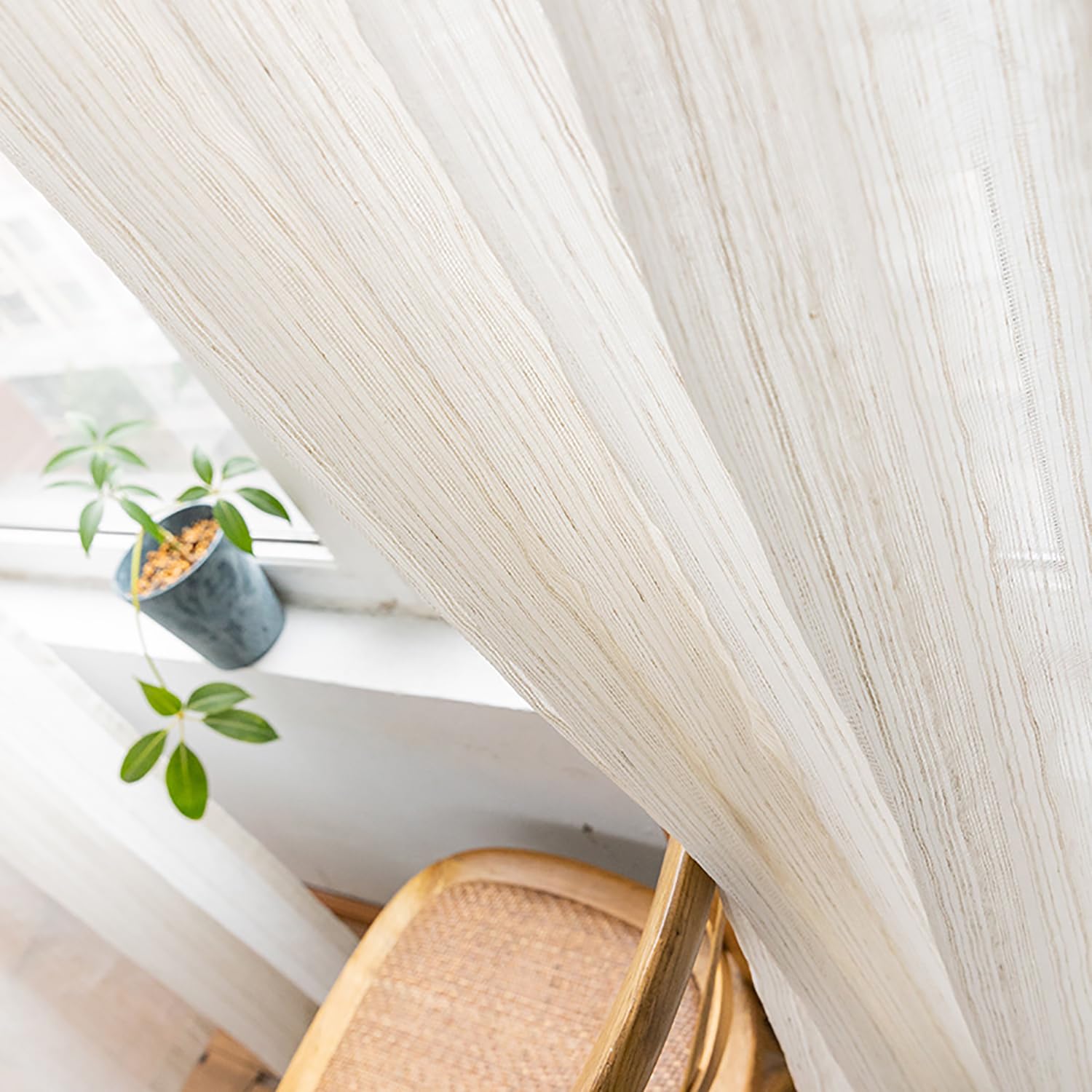 Tende trasparenti in lino per soggiorno, camera da letto, sala