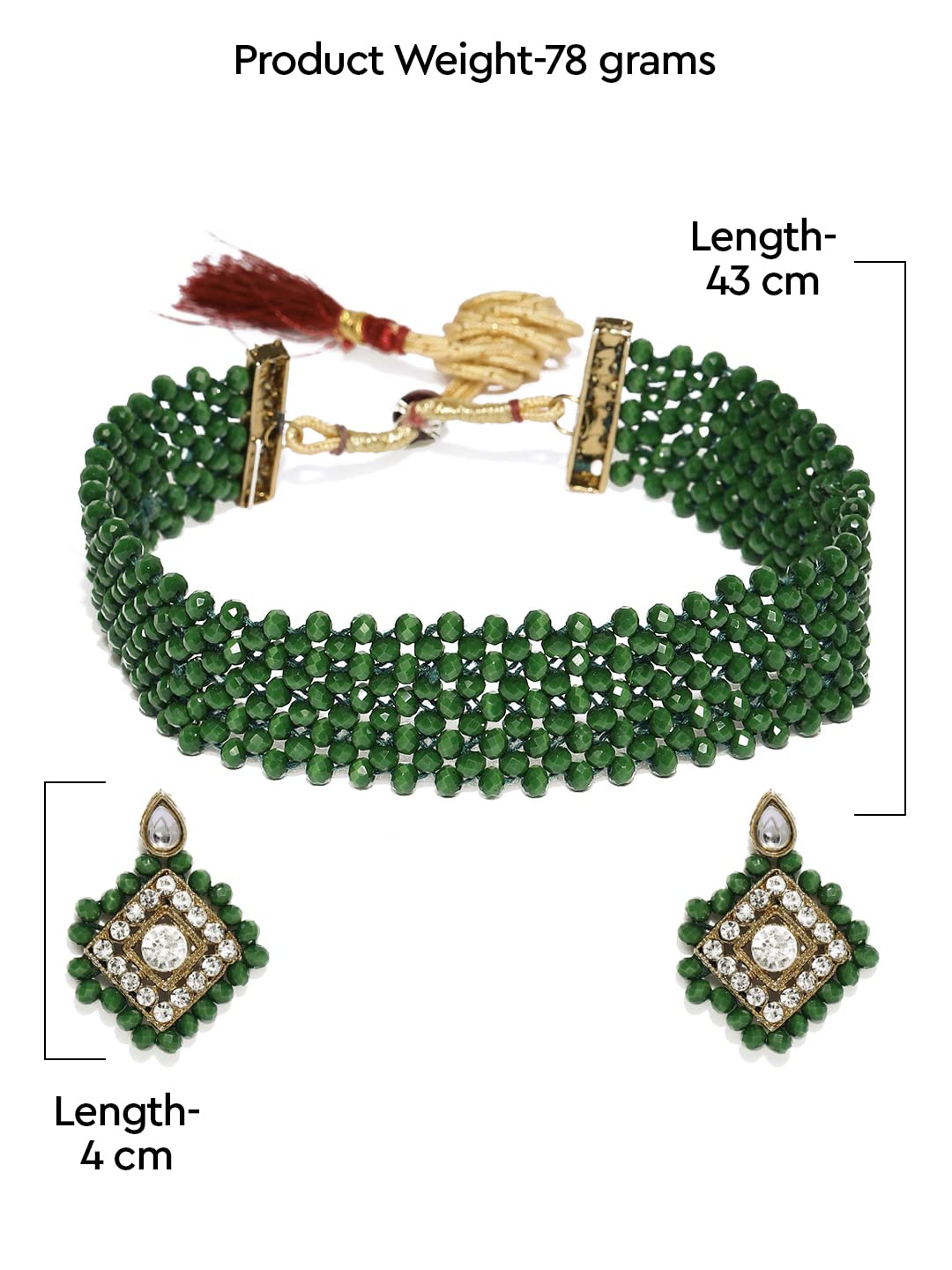 Women's Green Beaded Classic Necklace Set