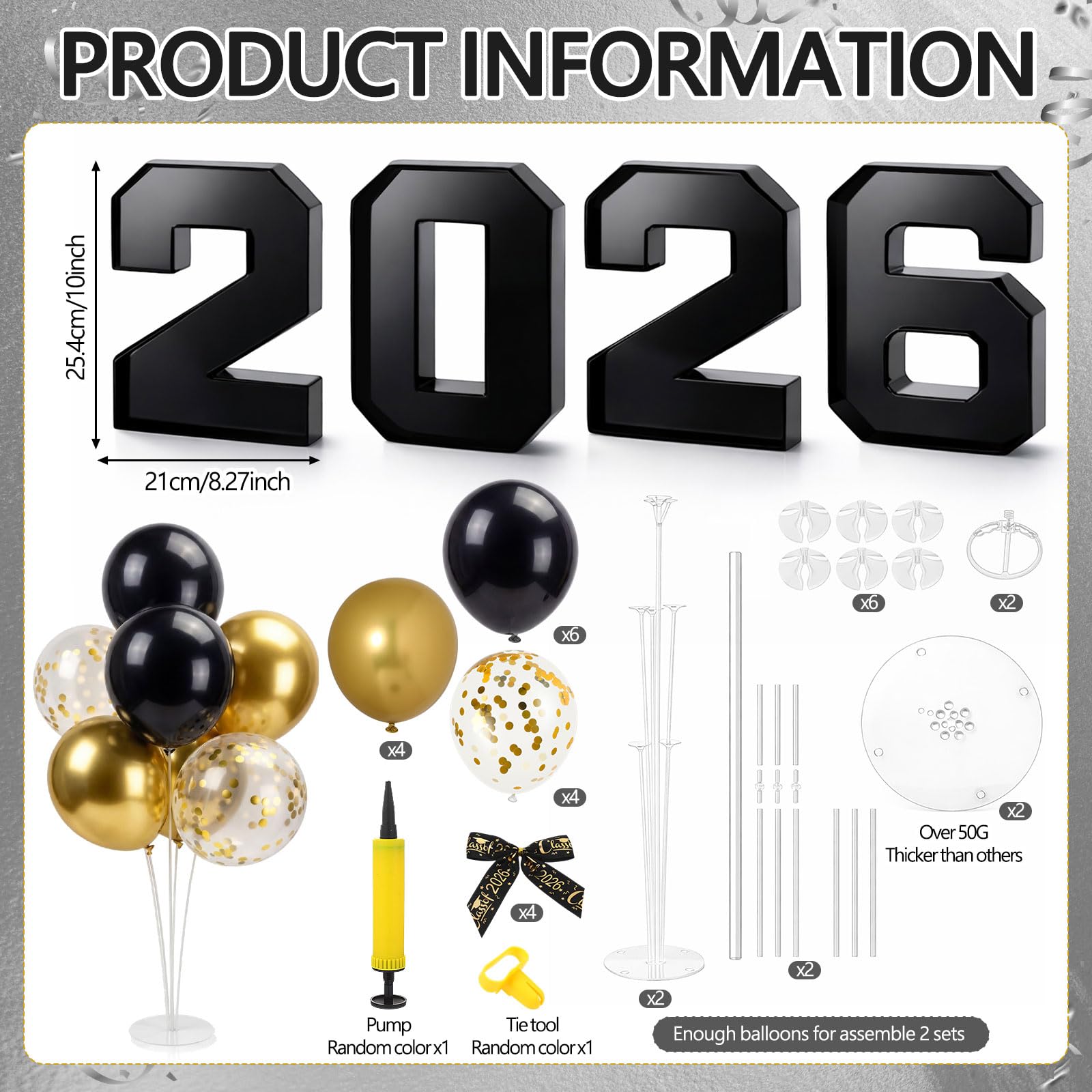 Letras de cartón de graduación 2026, números para charcutería, juego de decoración de fiesta de graduación de 10 pulgadas, bandeja de comida rellenable, letras G, R, A, D, caja reutilizable