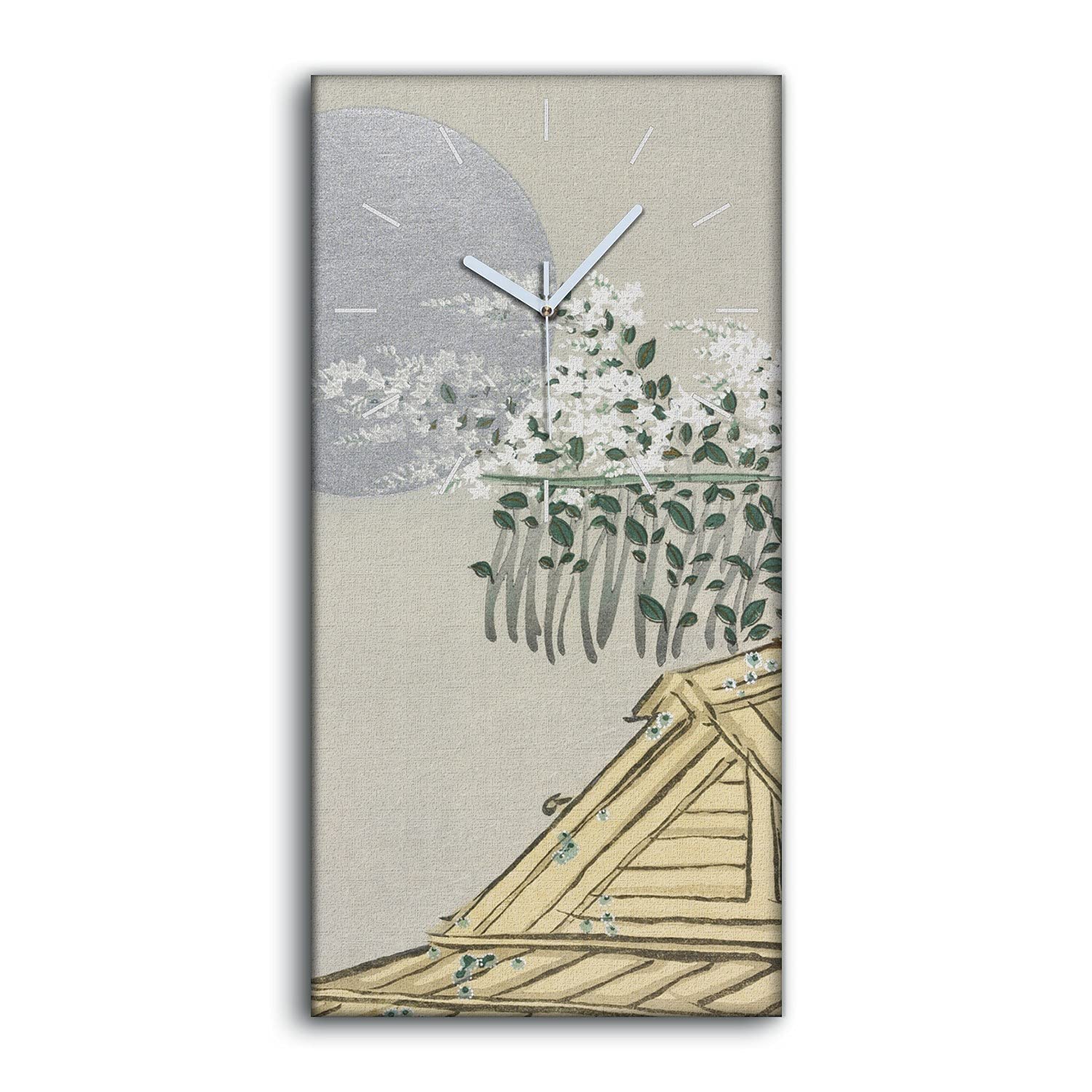 Horloge sur toile fleurs asiatiques 30x60cm idée cadeau décoration