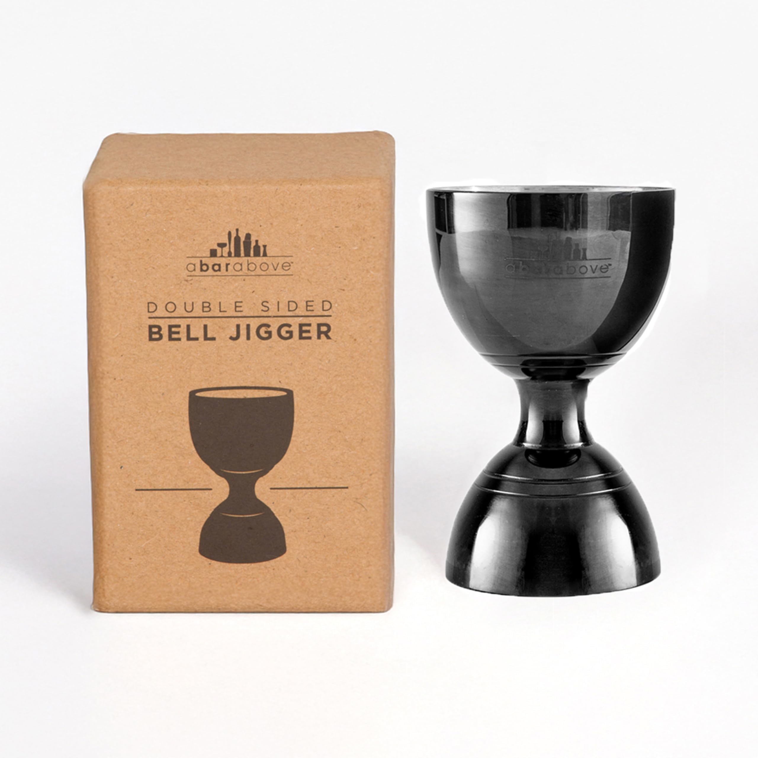 Premium Bell Jigger, with 10 Measurements Inside, Professional and Heavy-Duty, 304 Stainless Steel Cocktail Double Jigger, for Bartending, 1-Pack, Black