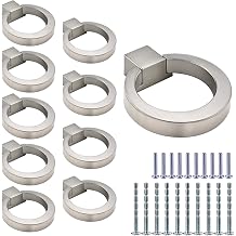 10 Pack Cabinet Knobs Zinc Alloy Drawer Pull Brushed Nickel Round Cabinet Kitchen Handle Silver Door Drawer Knob for Cupboard Door Bedroom Bathroom Wardrobe Hardware