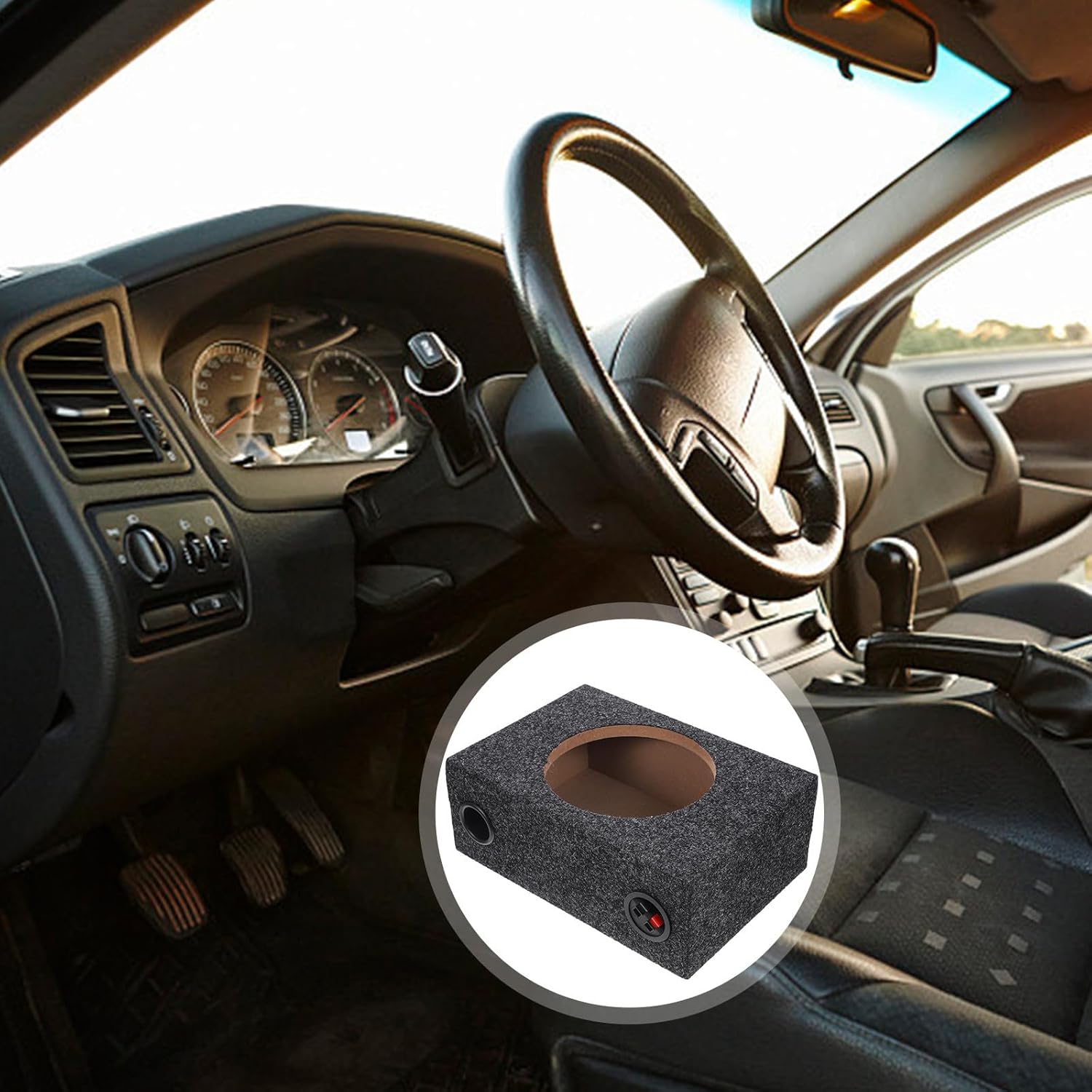 Single Subwoofer Enclosure Box for Car Audio Upgrade Wood Abs Plush Construction Sealed Subwoofer Cabinet for Enhanced Bass Response Compatible with Standard Cab Vehicles