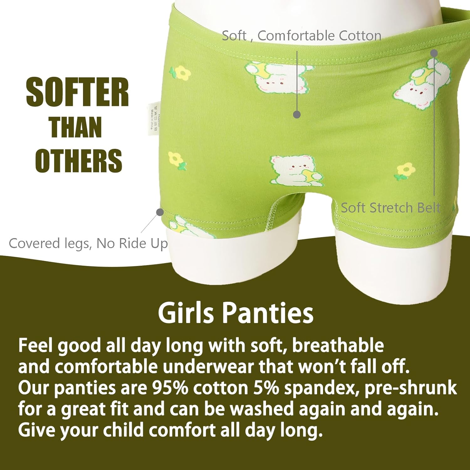 Anktry Kids 12 Pack Soft Comfort Cotton Knickers Underwear Little Girls Assorted Boyshort Panties 2-12 Yrs - Image 3