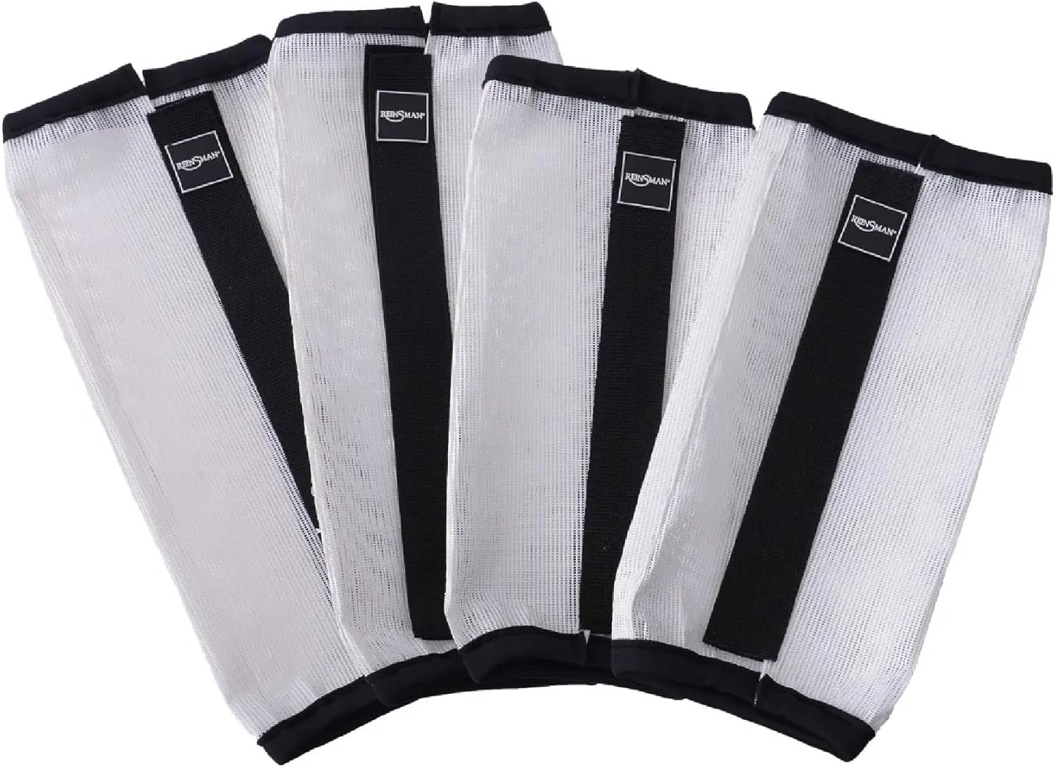 Reinsman Fly Boots - Lightweight Breathable Ventilated Loose Fitting Non-Slip Mesh Fly Boots Leg Wraps for Horses (Set of 4), White