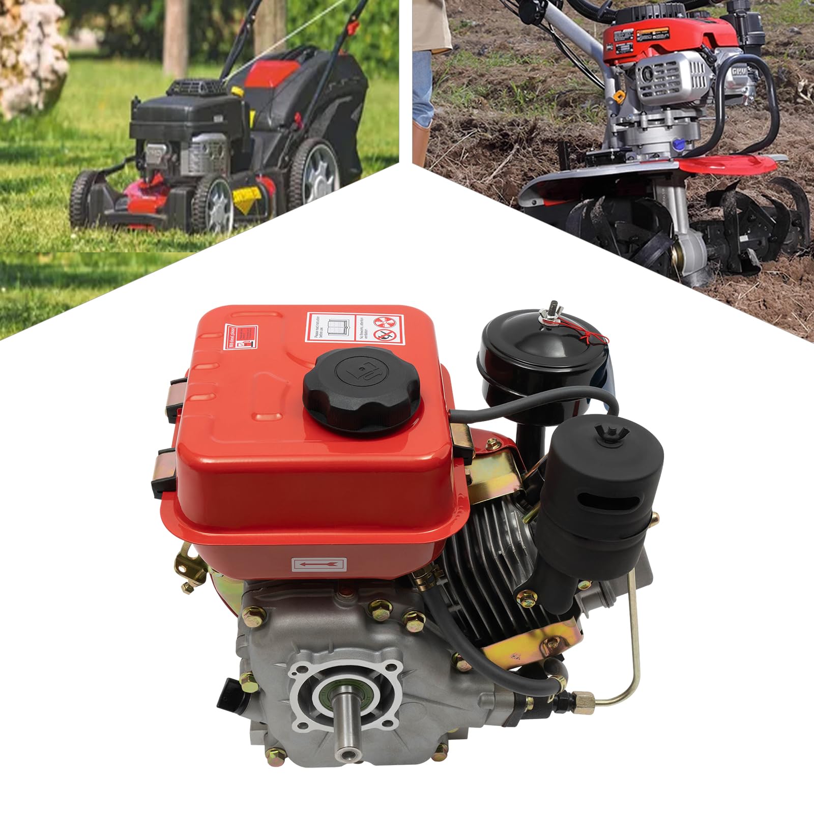 Silnik wysokoprężny, 4-suwowy, jednocylindrowy, 2,2 kW, 2200 W, 3800 obr./min, ręczny rozruch chłodzony powietrzem z tłumikiem, zbiornik 3,5 l, do generatora, rolnictwa, traktora, pompy wodnej, małych
