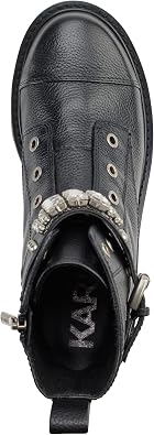 KARL LAGERFELD Women's Lug-sole Maeva Combat Boot With Crystal Detail