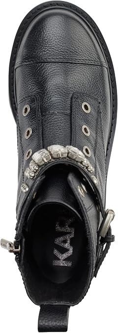 KARL LAGERFELD Women's Lug-sole Maeva Combat Boot With Crystal Detail