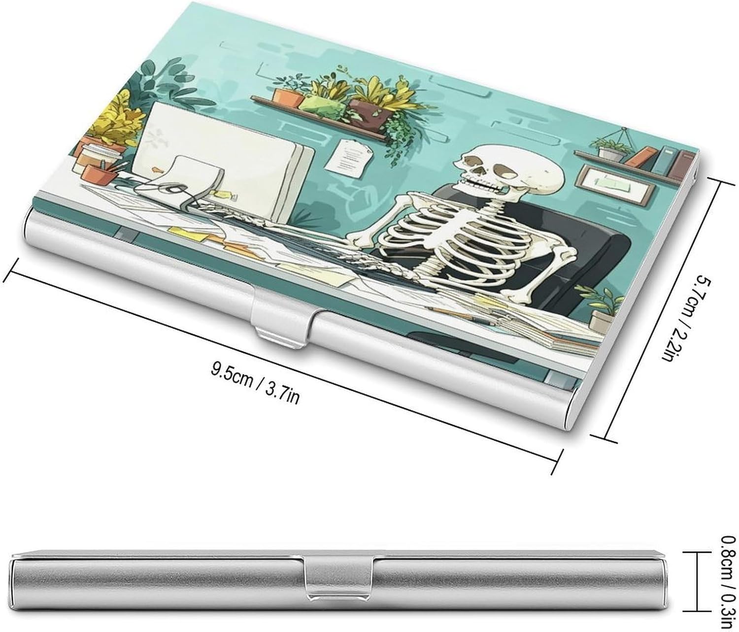 Computer And Skeleton Business Card Holder Slim Business Card Case image 2