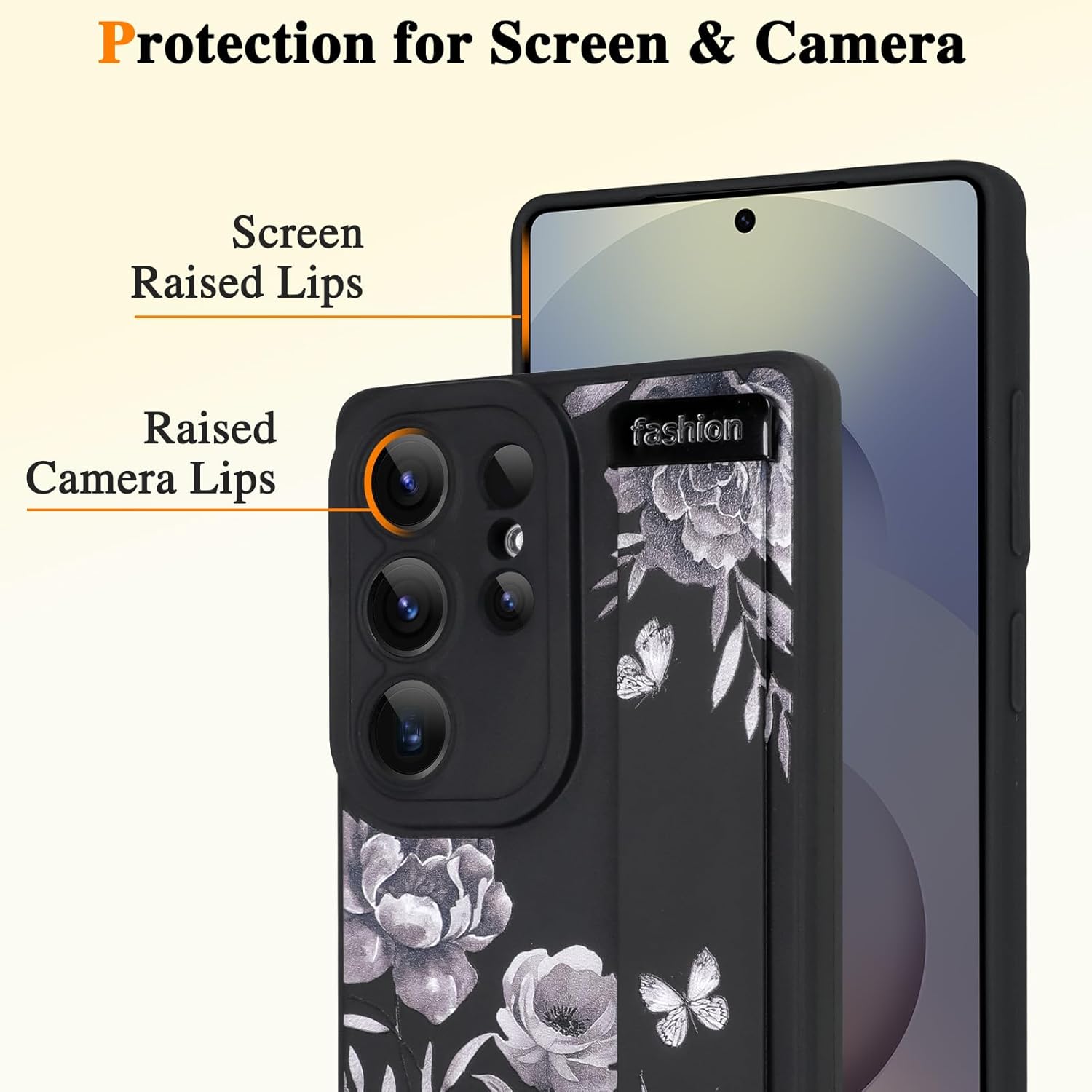 MOWIME for Samsung Galaxy S25 Ultra Case with Wrist Strap, Cute Flower Rose Butterfly Design Soft TPU Protective Case for Women Girls Slim Shockproof Cover with Adjustable Kickstand Holder - Black - Image 3