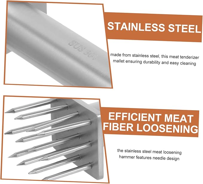 Martillo ablandador de carne de acero inoxidable con mango ergonómico miniatura 4