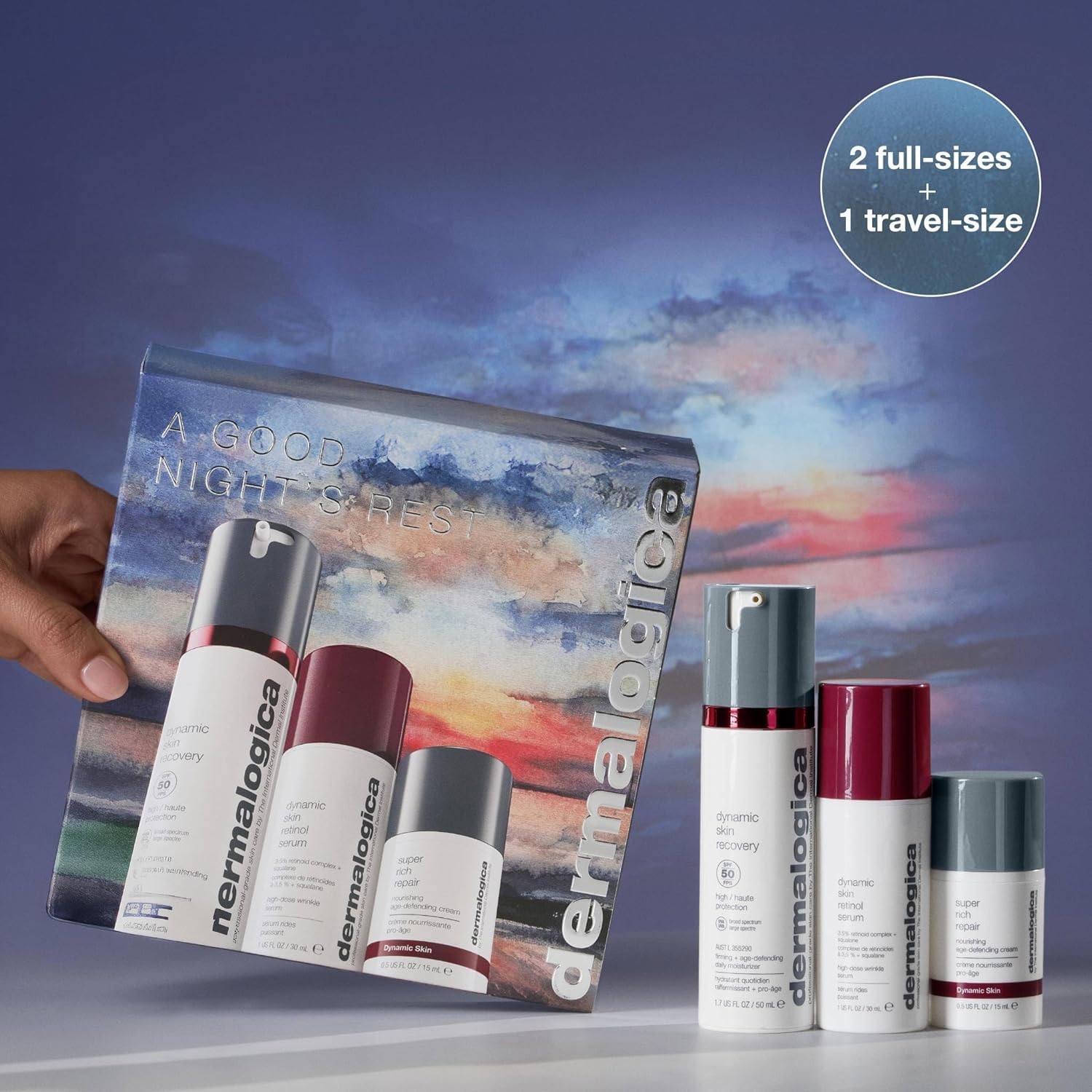 Dermalogica A Goodnights Rest Gift Set, Day to Night Skincare Routine Set, Includes SPF Moisturiser (50ml), Face Serum (30ml) - Image 2