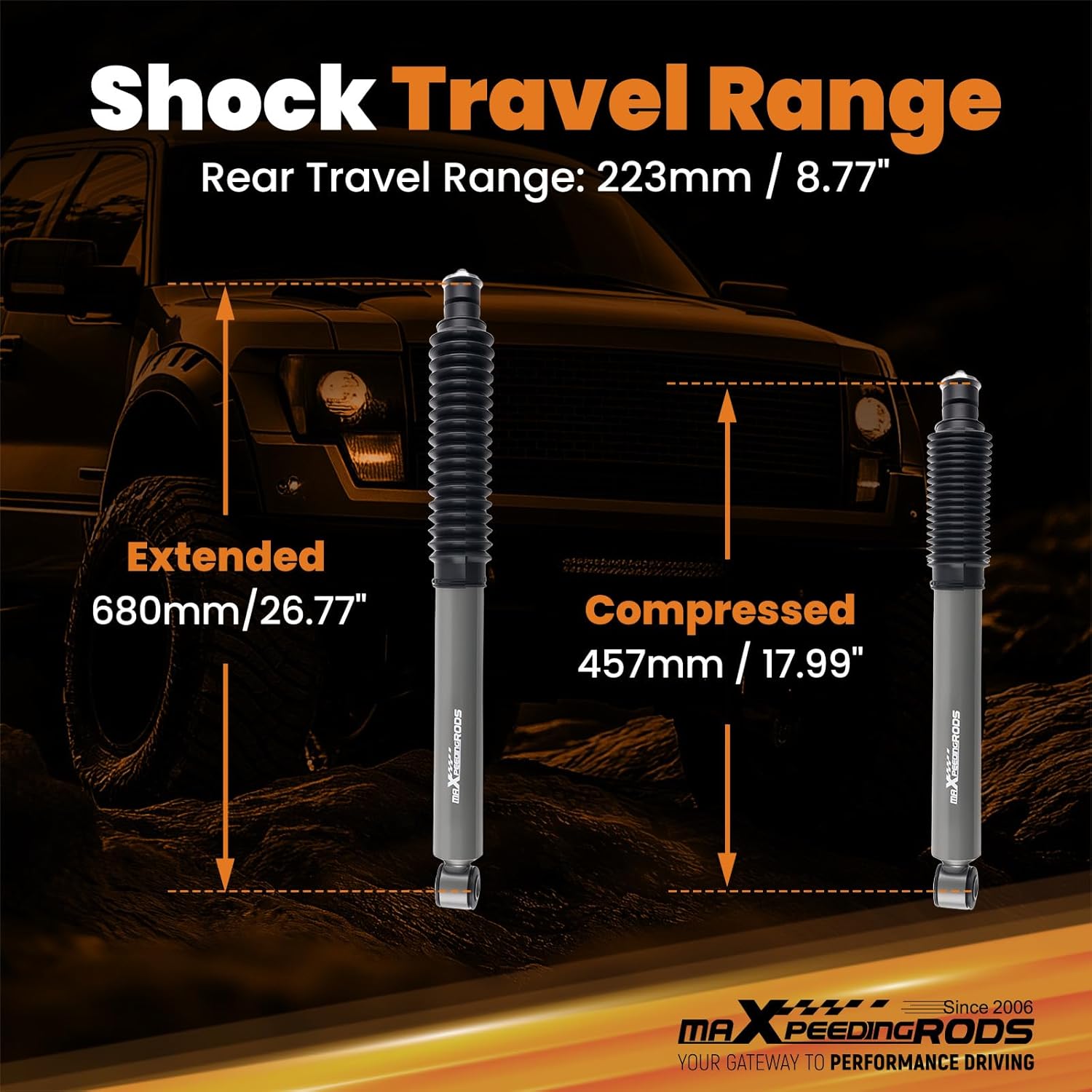 maXpeedingrods 0-3" Rear Shocks for Toyota 4Runner FJ Cruiser 2003-2023, G1 Upgraded