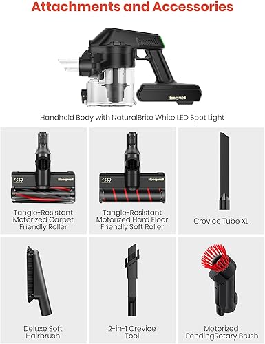 Miniatura 10 de Honeywell Aspiradora inalámbrica autolimpiante, aspiradora ligera 8 en 1 con tiempo de funcionamiento de 60 minutos, potente succión, aspiradora