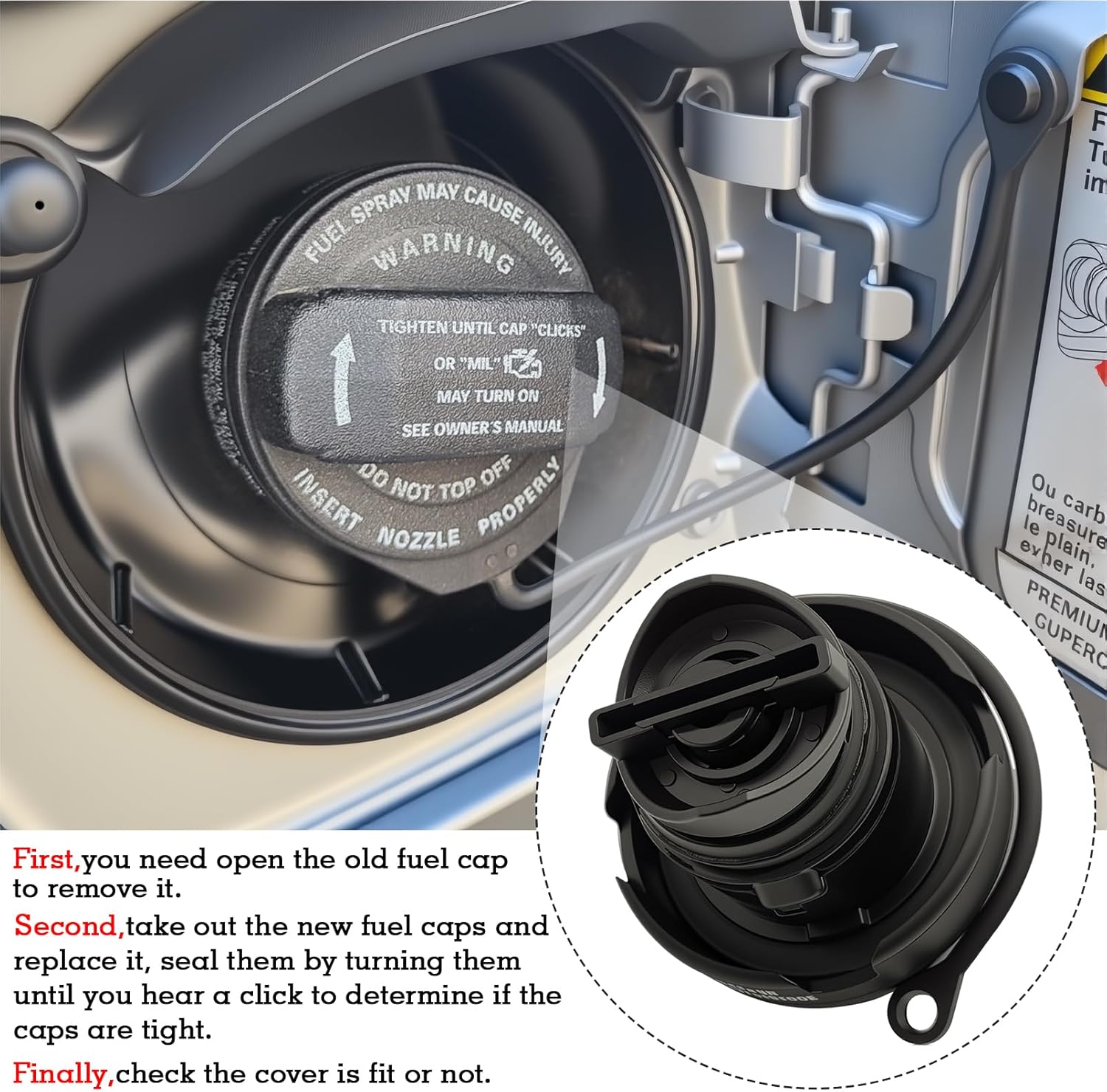 5C0-201-550E Gas Cap, Fuel Tank Cap for 2011-2016 Volkswagen Jetta, Replace 1K0201550F