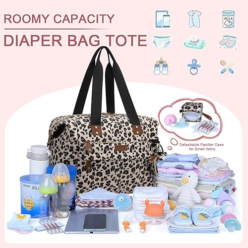 Miniatura 2 de Bolsa de pañales  Bolsas para pañales con funda para chupete, correas de hombro, clips para cochecito, bolsa grande impermeable para mamá y papá,