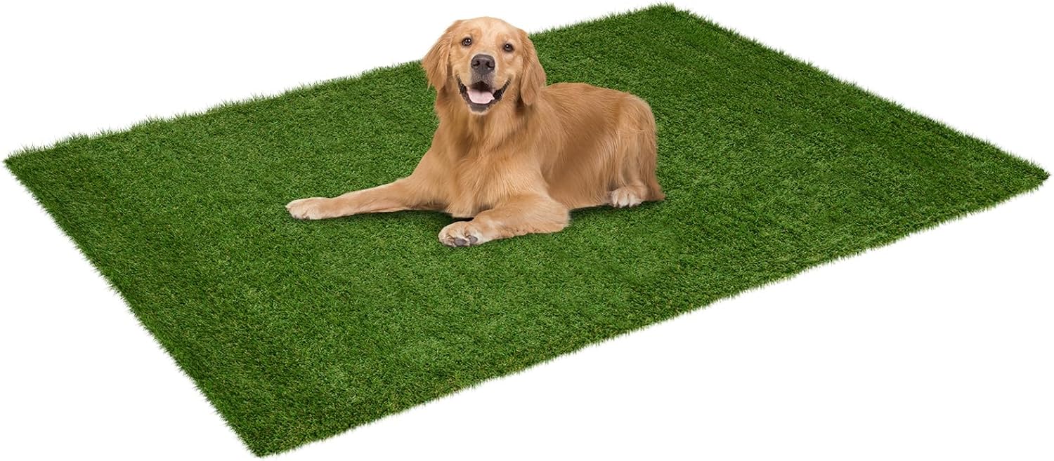 Happygrill Artificial Grass Turf, 4 x 6 FT Faux Garden Lawn Landscape w/Drainage Holes, Nonslip Bottom, 1.4" Thick Dog Grass Mat, Fake Grass Rug for Indoor Outdoor Weddings Backdrop Patio Decoration