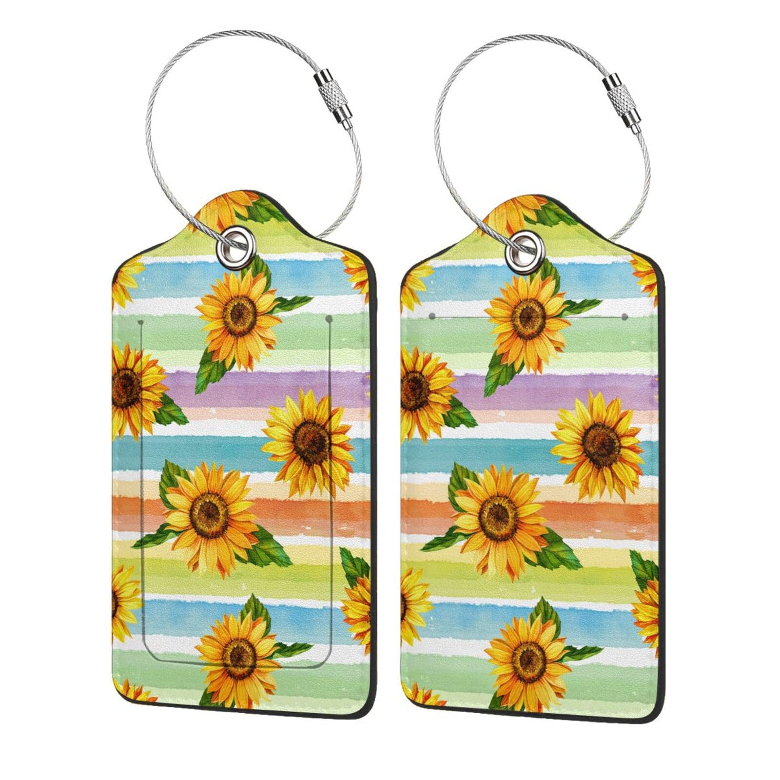 Lot De 2 étiquettes De Bagage En Cuir, Aquarelle Vert Sauge