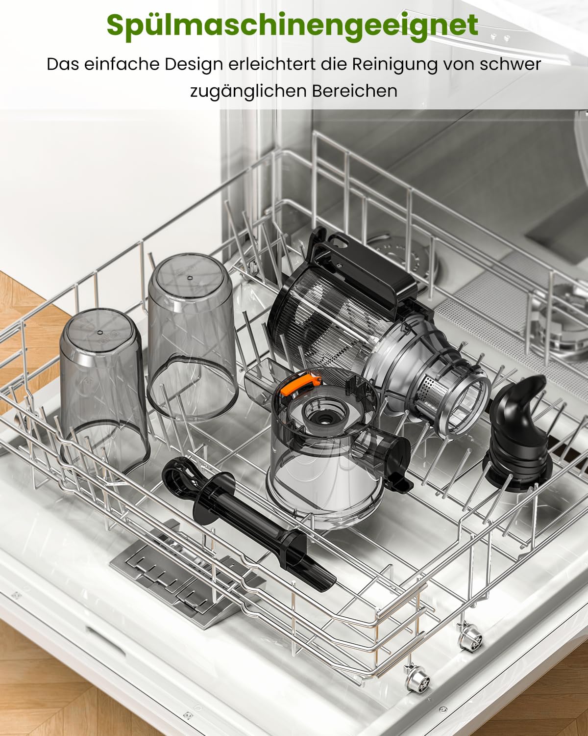 LINKChef Entsafter Slow Juicer 200W Kaltentsafter 115 mm Große Öffnung BPA-freie Saftpresse Schwarz