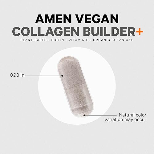 Miniatura 6 de Amen Suplemento constructor de colágeno vegano a base de plantas  Alimentos integrales orgánicos, luteína, vitamina C, biotina, lisina, prolina